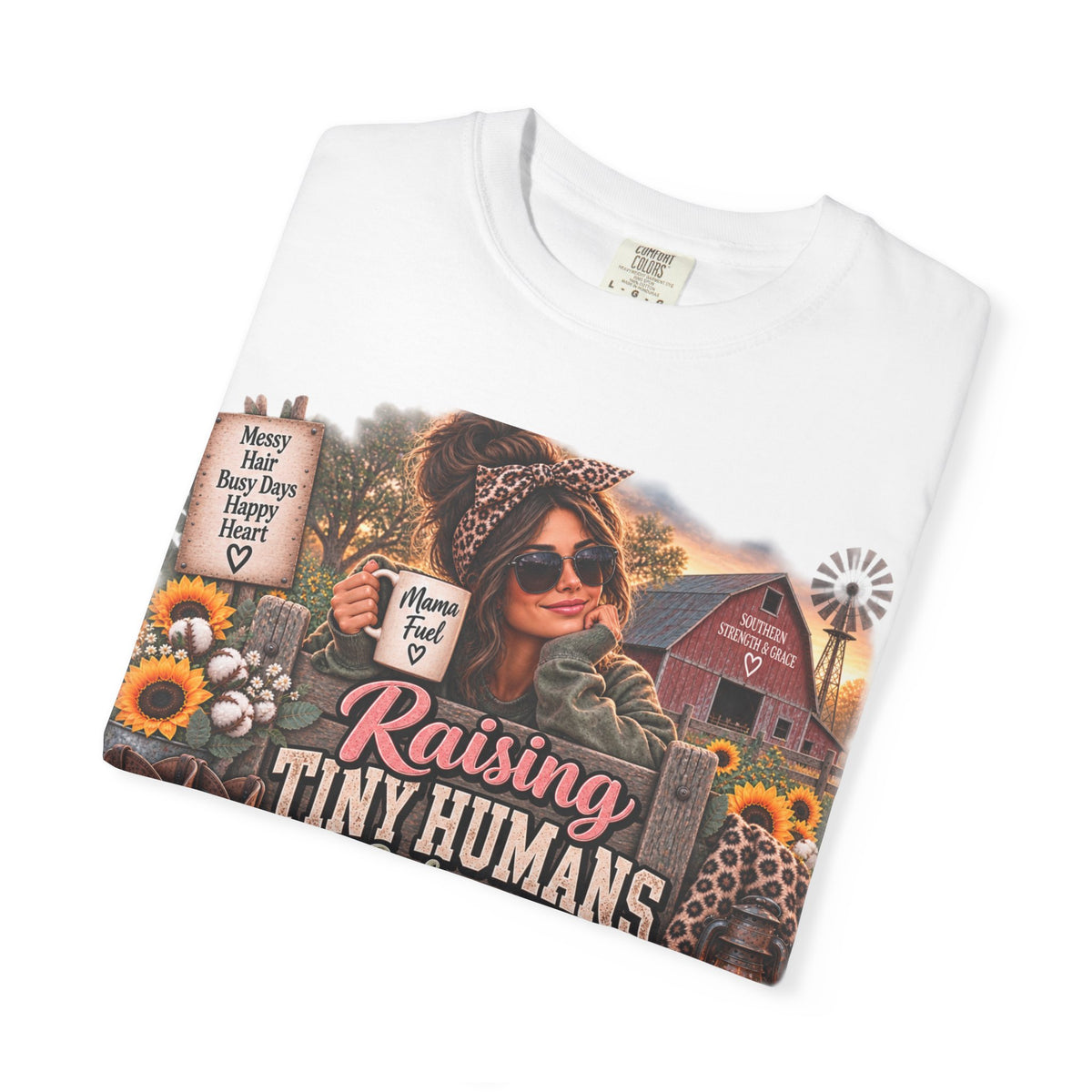 Raising Tiny Humans Farm Mom T-Shirt — Funny Southern Mama Parenting Tee
