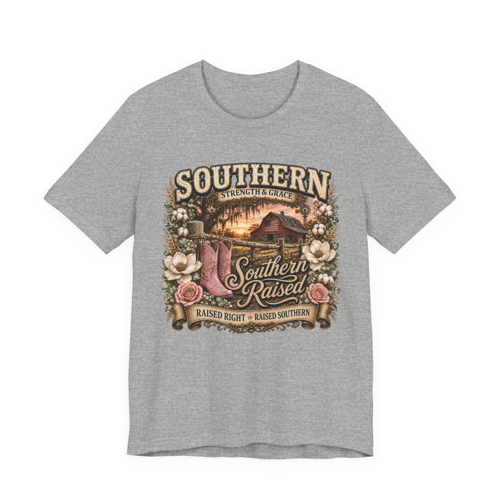 Southern Raised Tee - Vintage Country 'Southern Strength & Grace' Graphic T-Shirt