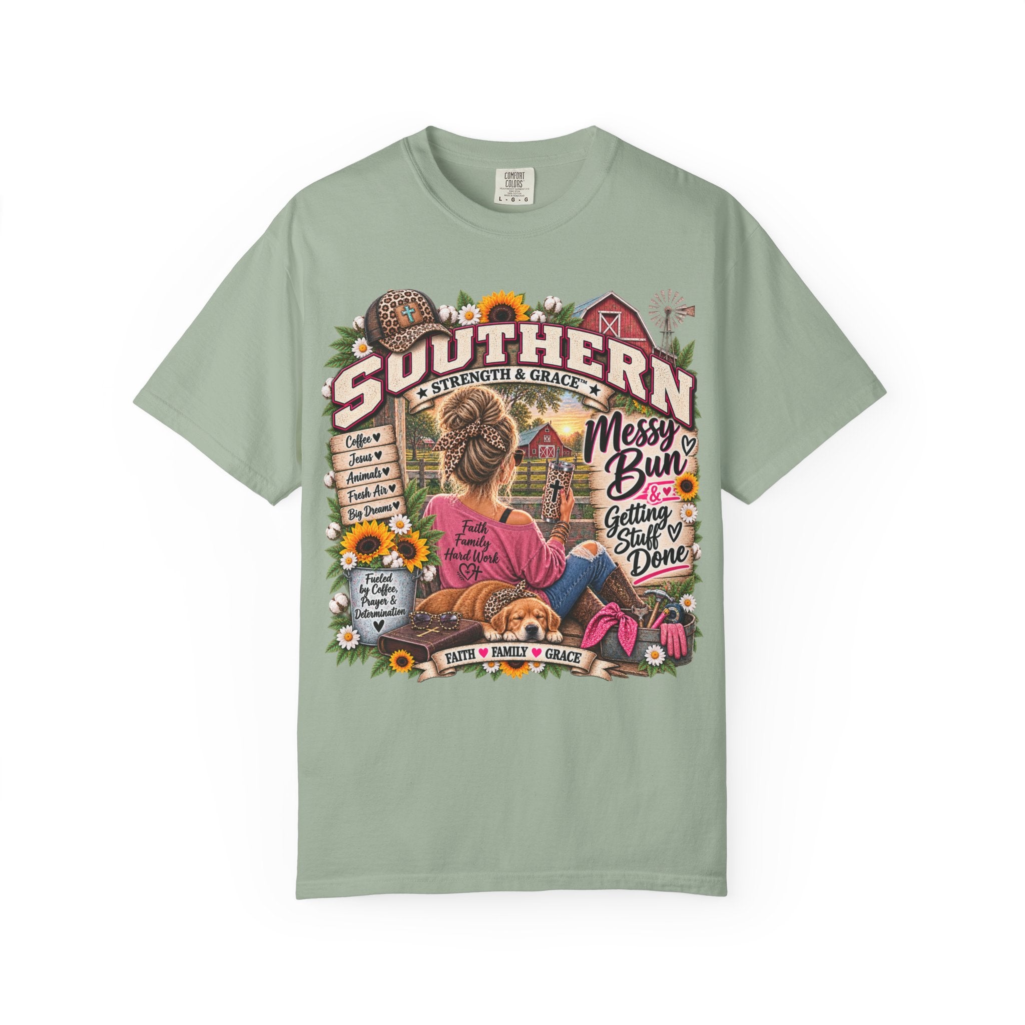 Southern Messy Bun T-Shirt — Strength & Grace Graphic Tee