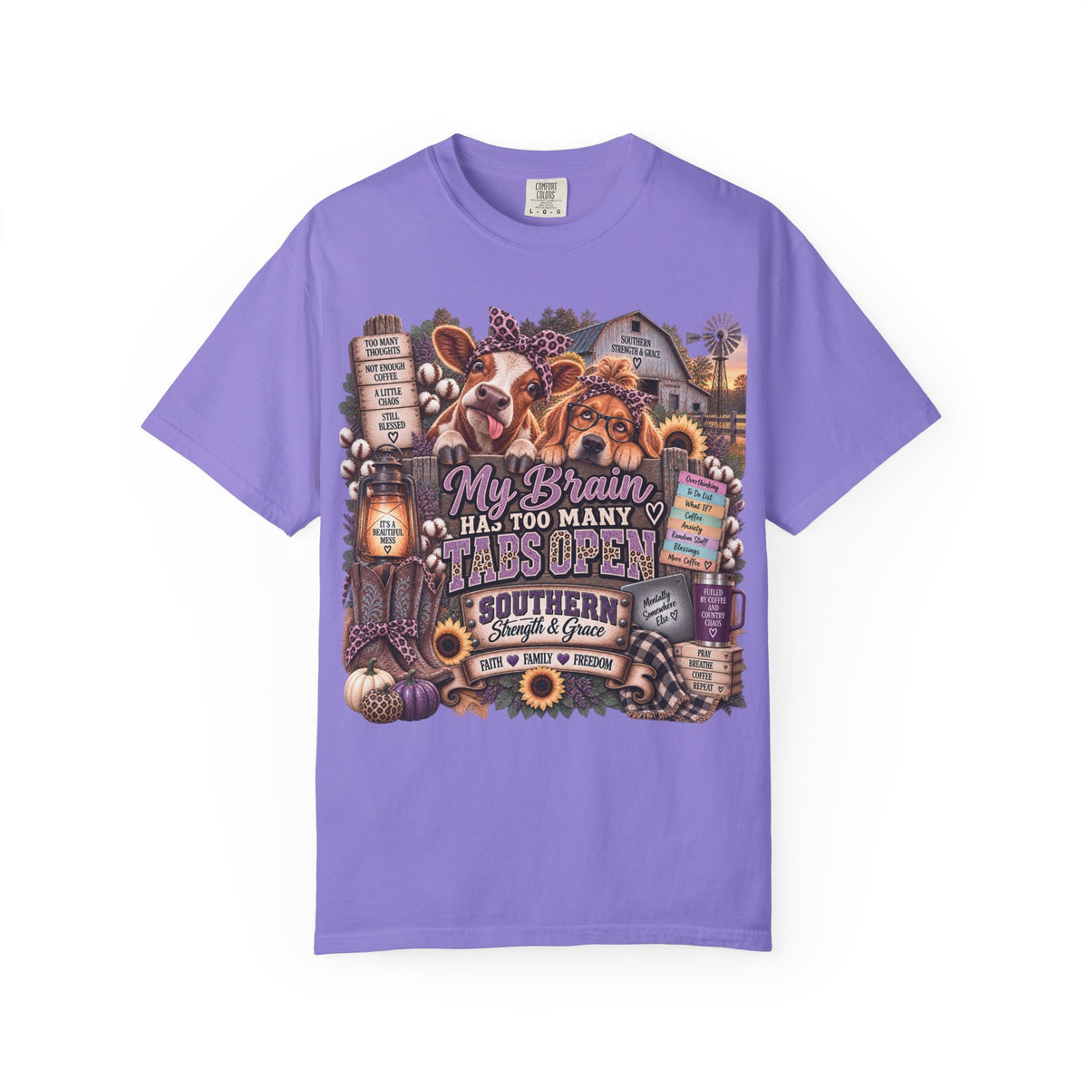 My Brain Has Too Many Tabs Open T-Shirt – Southern Coffee & Cozy Farmhouse Graphic Tee