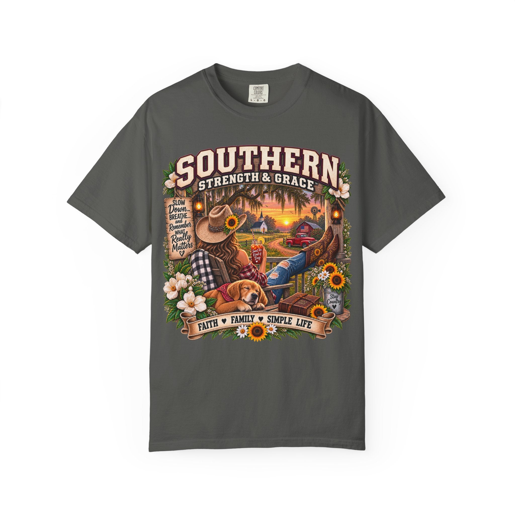 Southern Strength & Grace T-Shirt — Faith, Family & Simple Life Graphic Tee