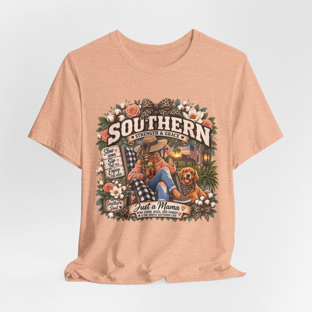 Southern Mama T-Shirt – "Southern Strength & Grace" Graphic Tee with Dog