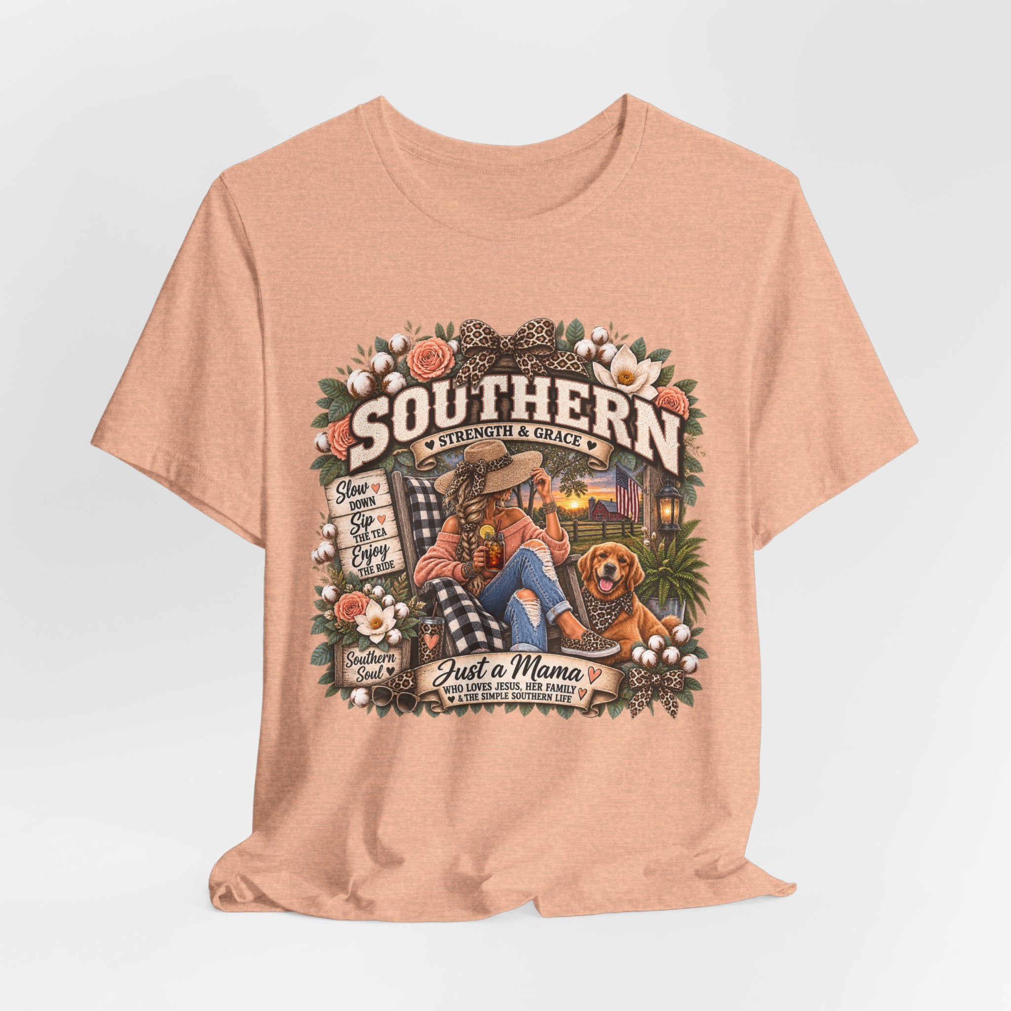 Southern Mama T-Shirt – "Southern Strength & Grace" Graphic Tee with Dog