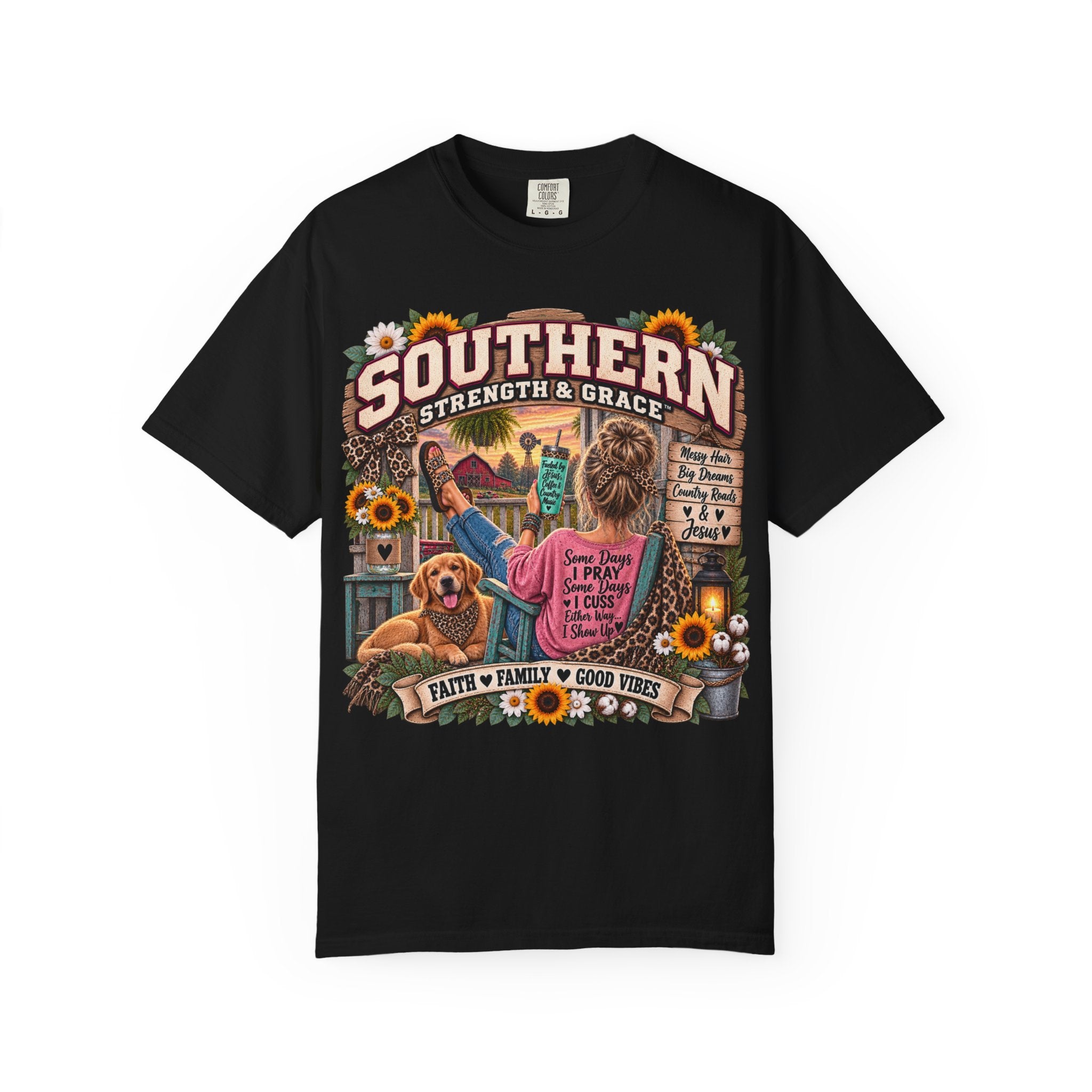 Southern Strength & Grace T-Shirt — Faith, Family & Good Vibes Design