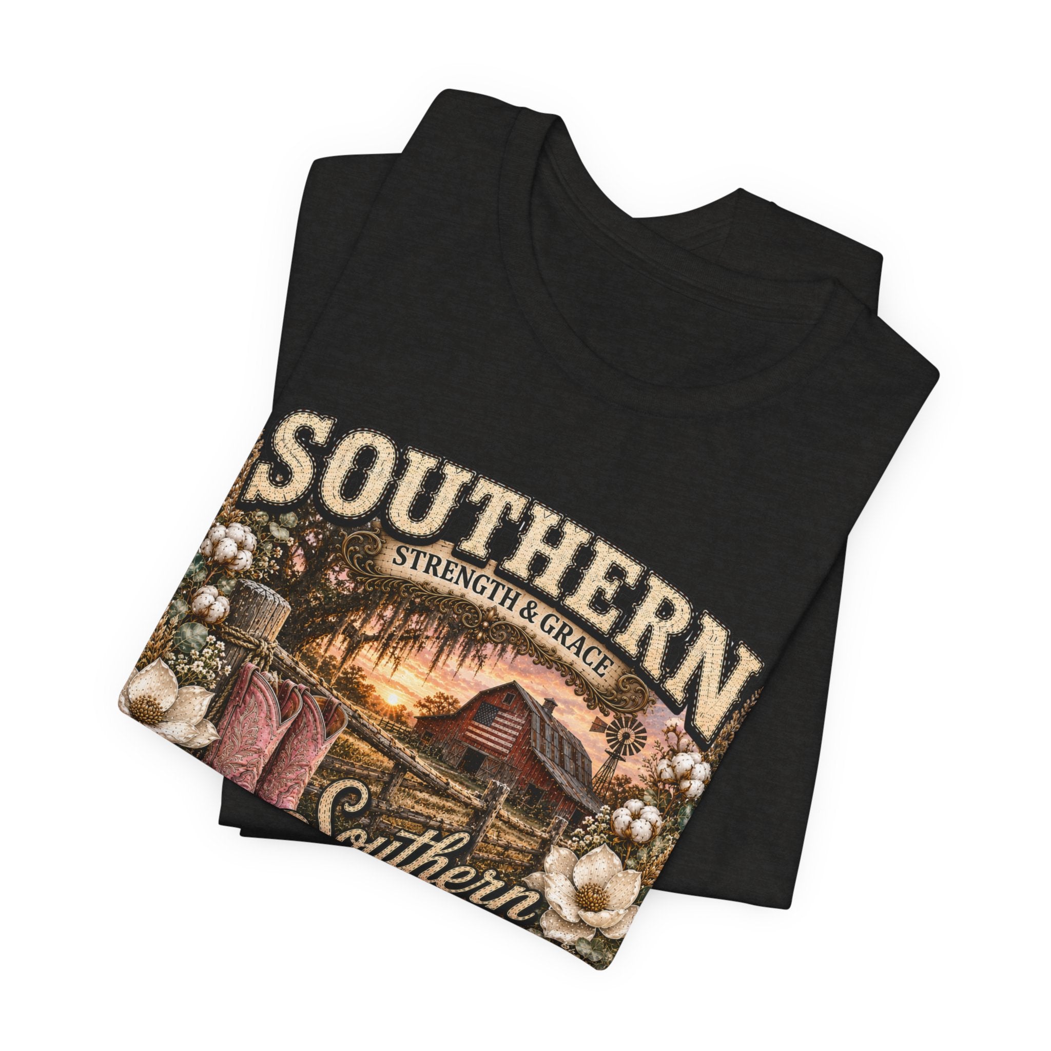 Southern Raised Tee - Vintage Country 'Southern Strength & Grace' Graphic T-Shirt