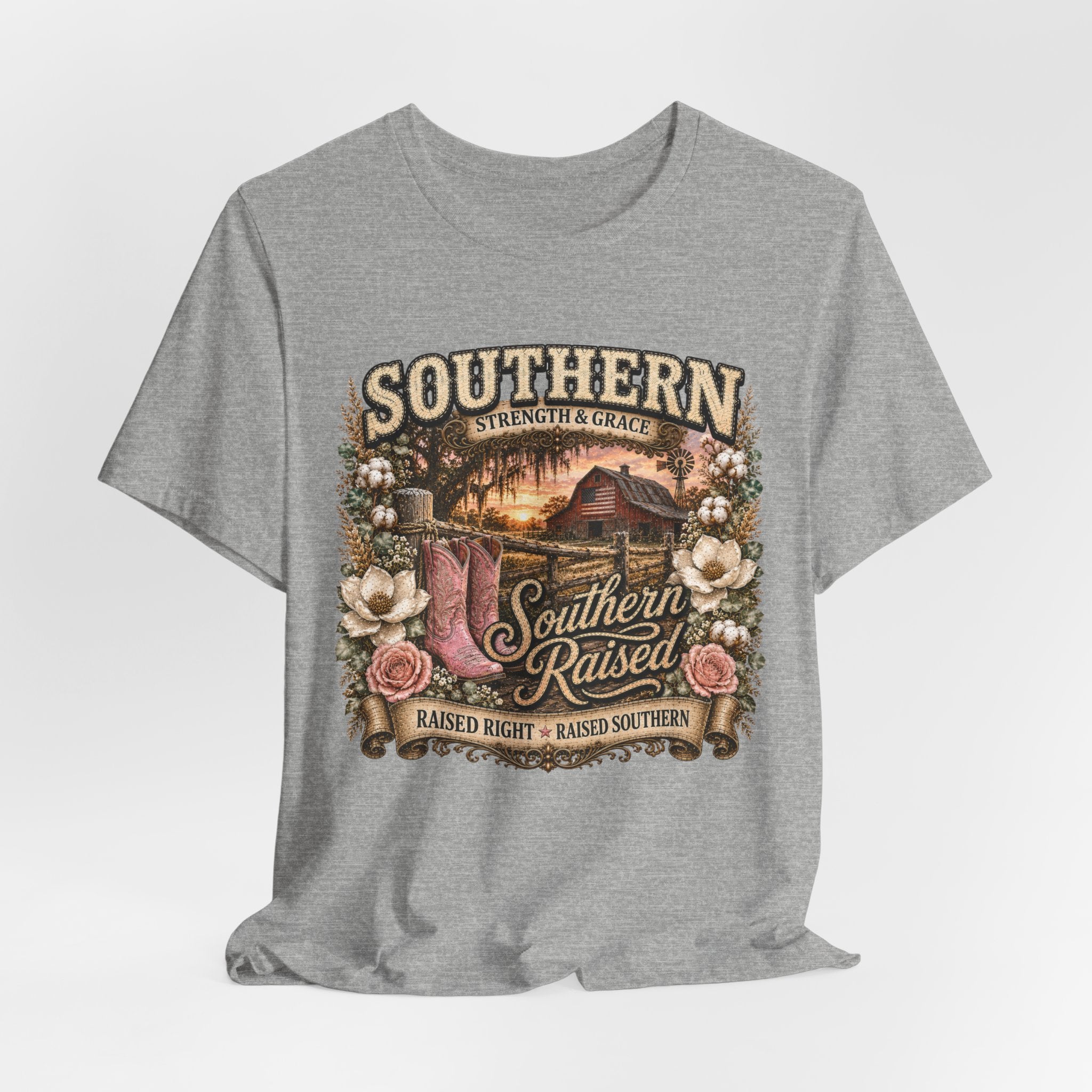 Southern Raised Tee - Vintage Country 'Southern Strength & Grace' Graphic T-Shirt