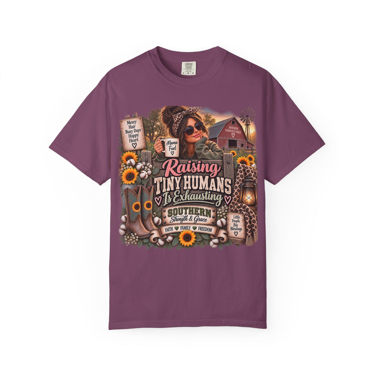 Raising Tiny Humans Farm Mom T-Shirt — Funny Southern Mama Parenting Tee