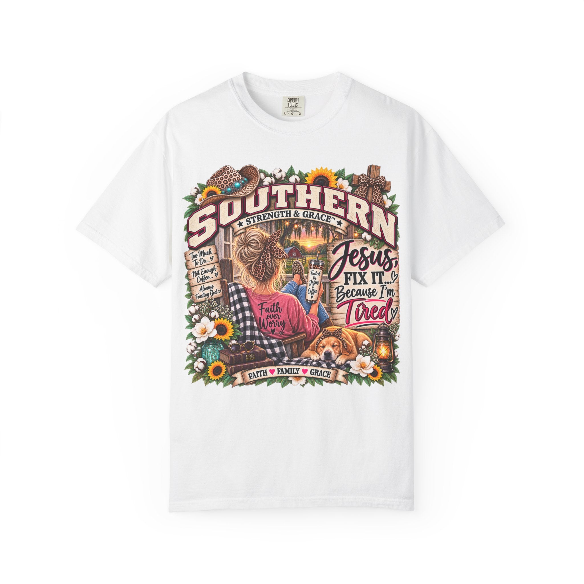 Southern Faith T-Shirt – “Jesus Fix It Because I Tried” Rustic Country Graphic Tee