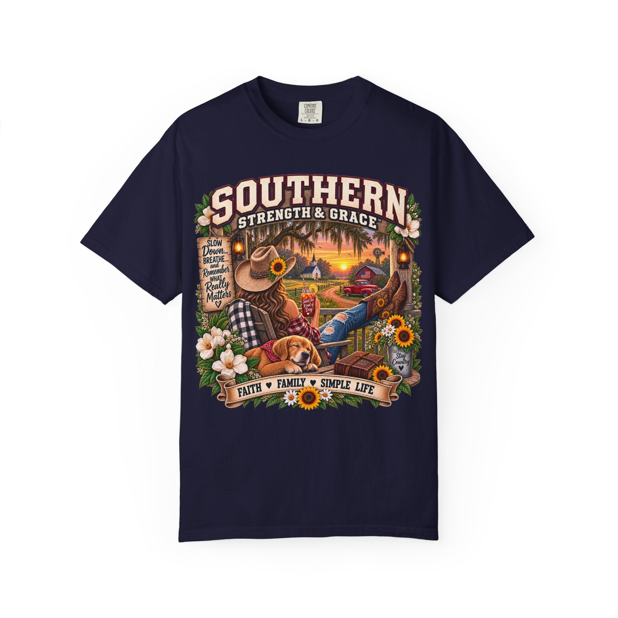 Southern Strength & Grace T-Shirt — Faith, Family & Simple Life Graphic Tee