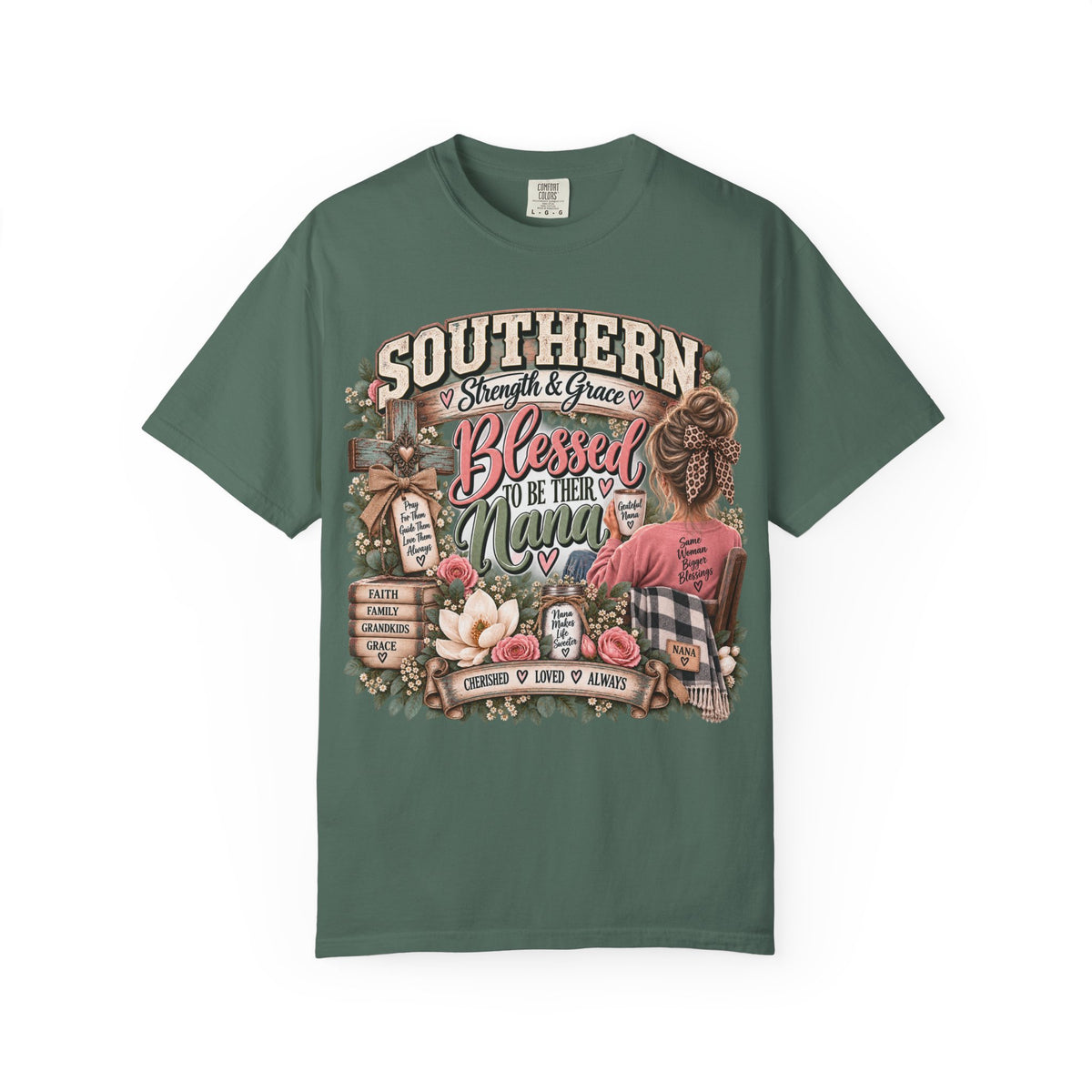 T-Shirt — "Southern Blessed" Grandma Floral Graphic Tee