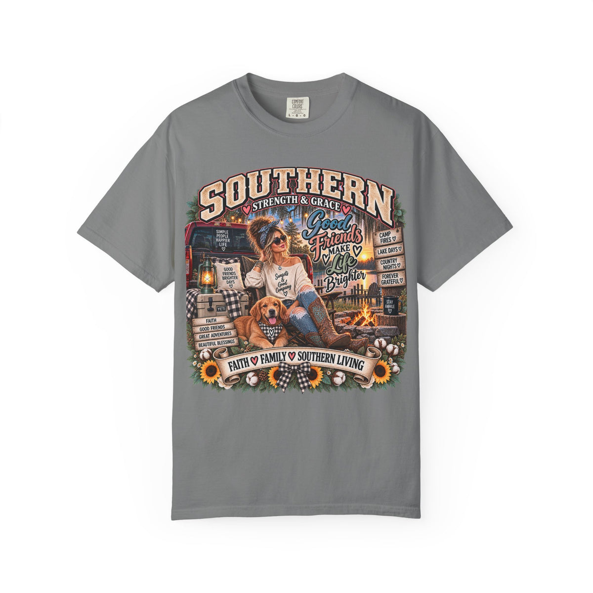 Southern Strength & Grace “Good Friends Make Life Brighter” Campfire Graphic Tee