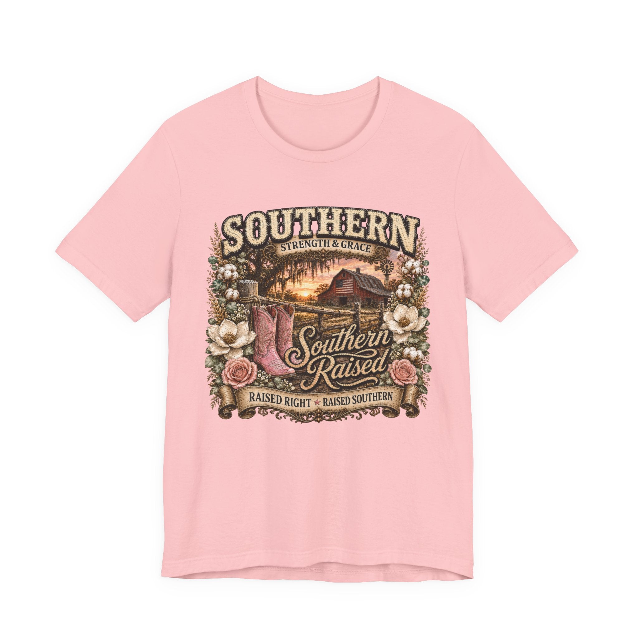 Southern Raised Tee - Vintage Country 'Southern Strength & Grace' Graphic T-Shirt