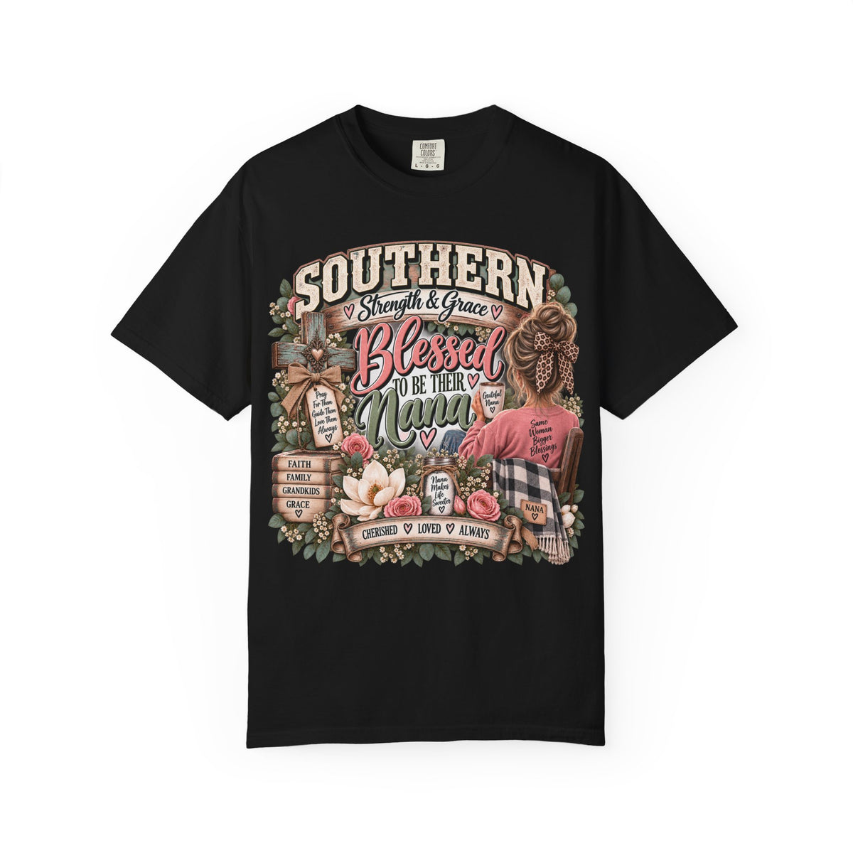 T-Shirt — "Southern Blessed" Grandma Floral Graphic Tee