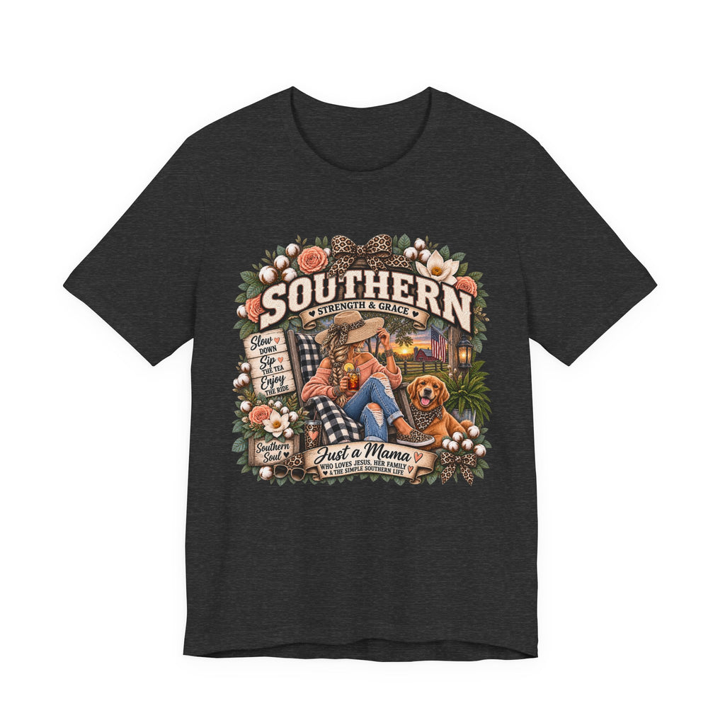 Southern Mama T-Shirt – "Southern Strength & Grace" Graphic Tee with Dog