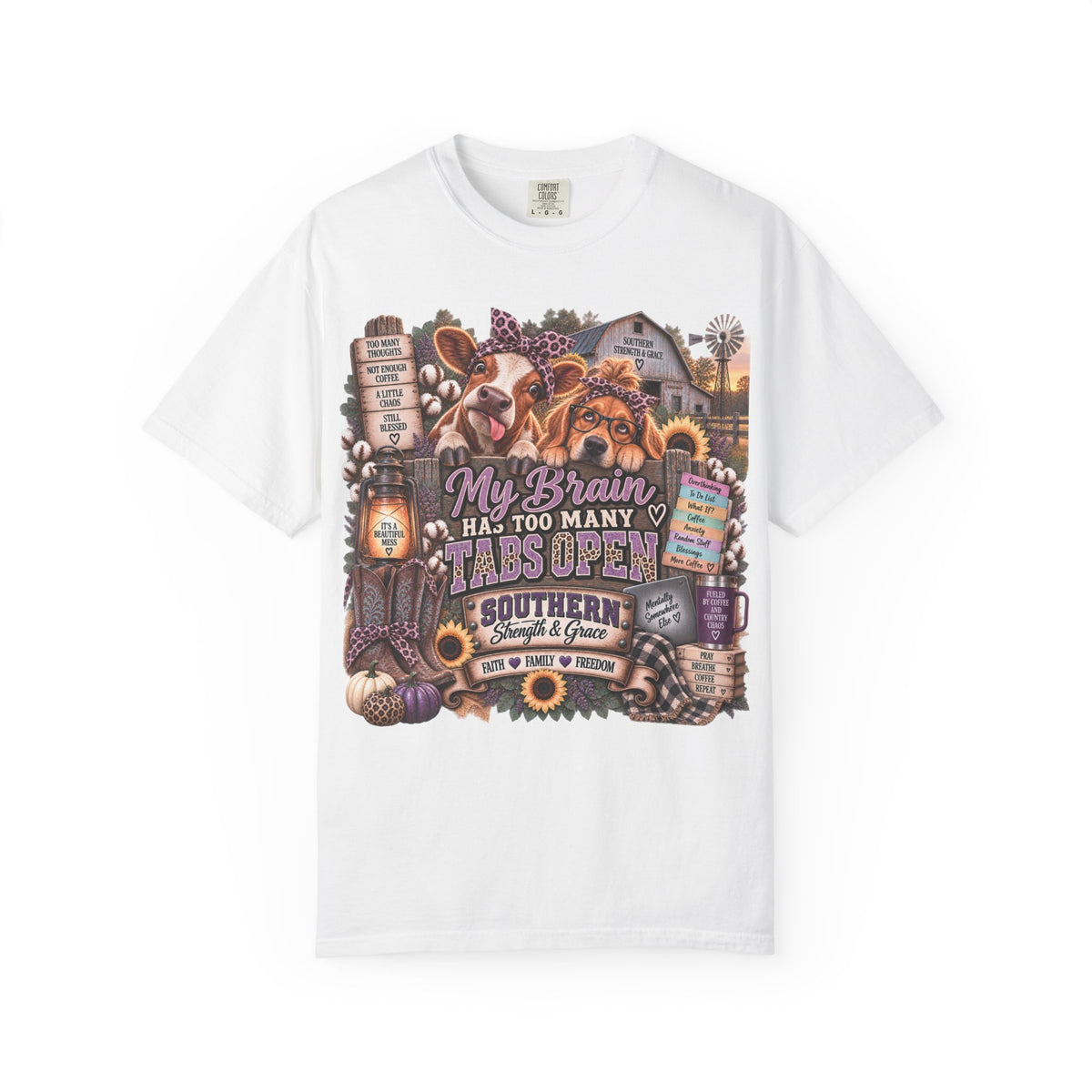 My Brain Has Too Many Tabs Open T-Shirt – Southern Coffee & Cozy Farmhouse Graphic Tee