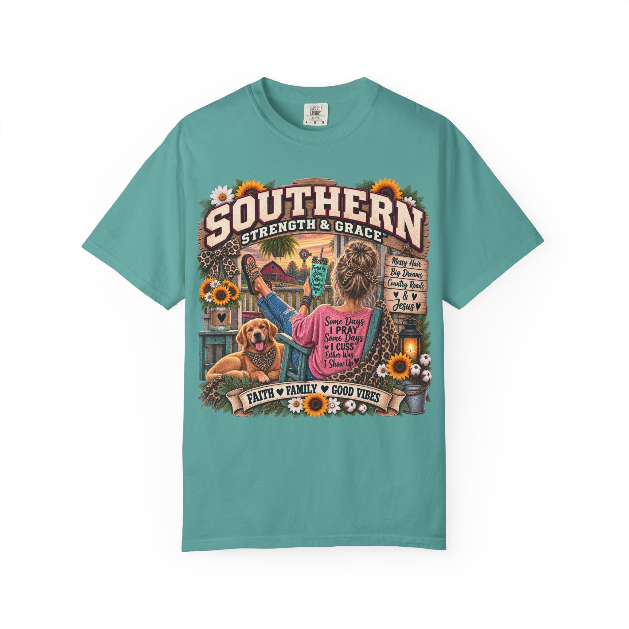 Southern Strength & Grace T-Shirt — Faith, Family & Good Vibes Design