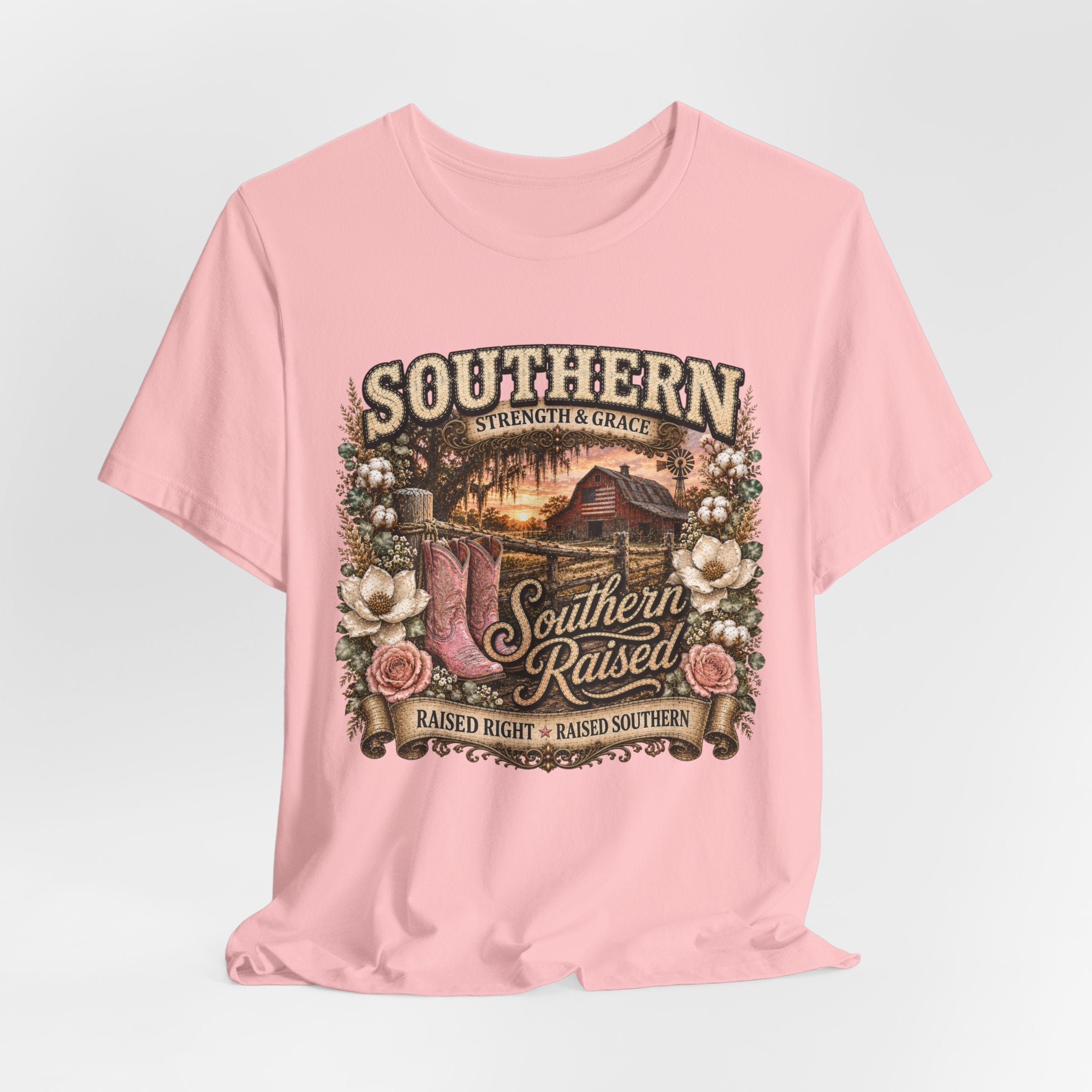 Southern Raised Tee - Vintage Country 'Southern Strength & Grace' Graphic T-Shirt