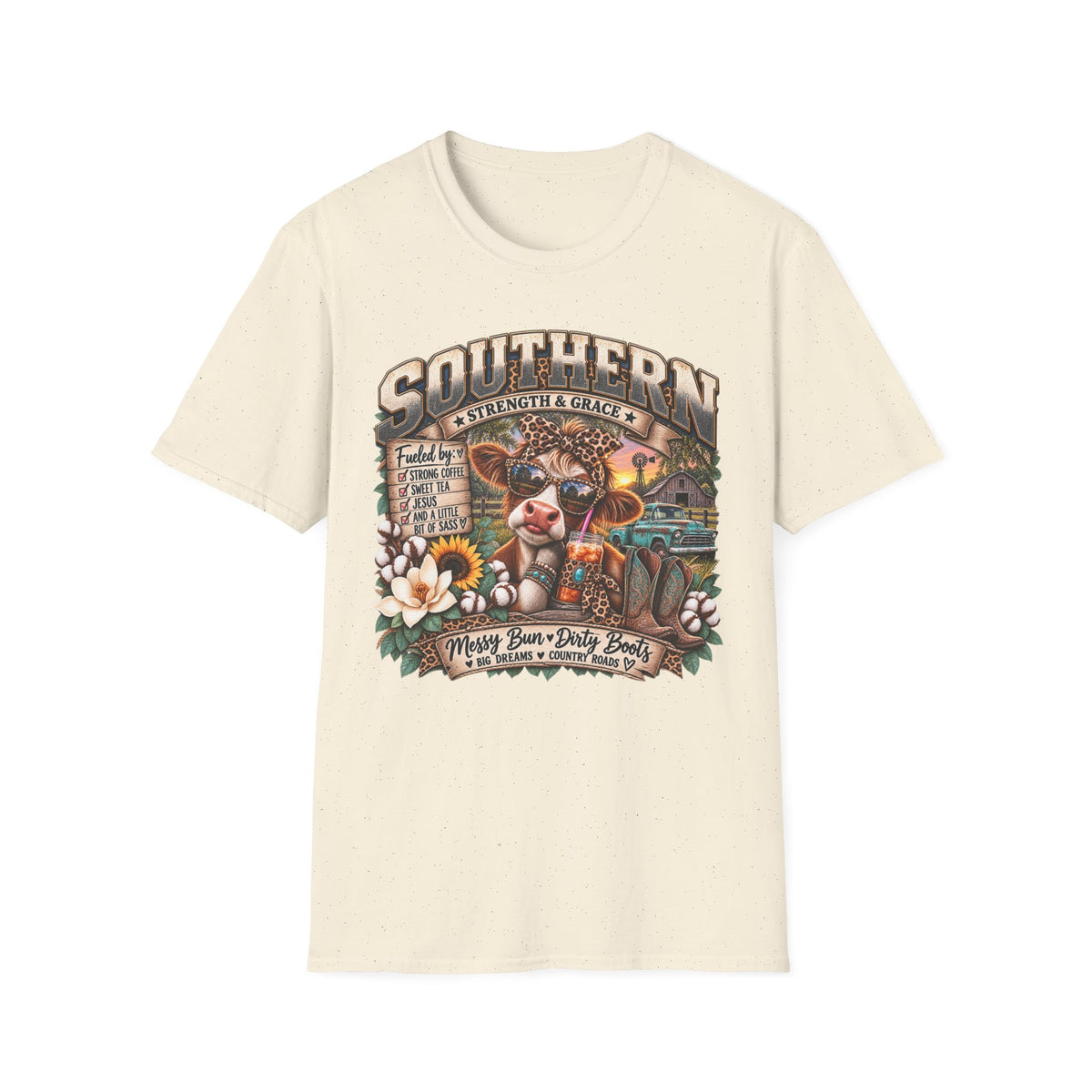 Southern Strength & Grace T-Shirt — Messy Bun, Dirty Boots