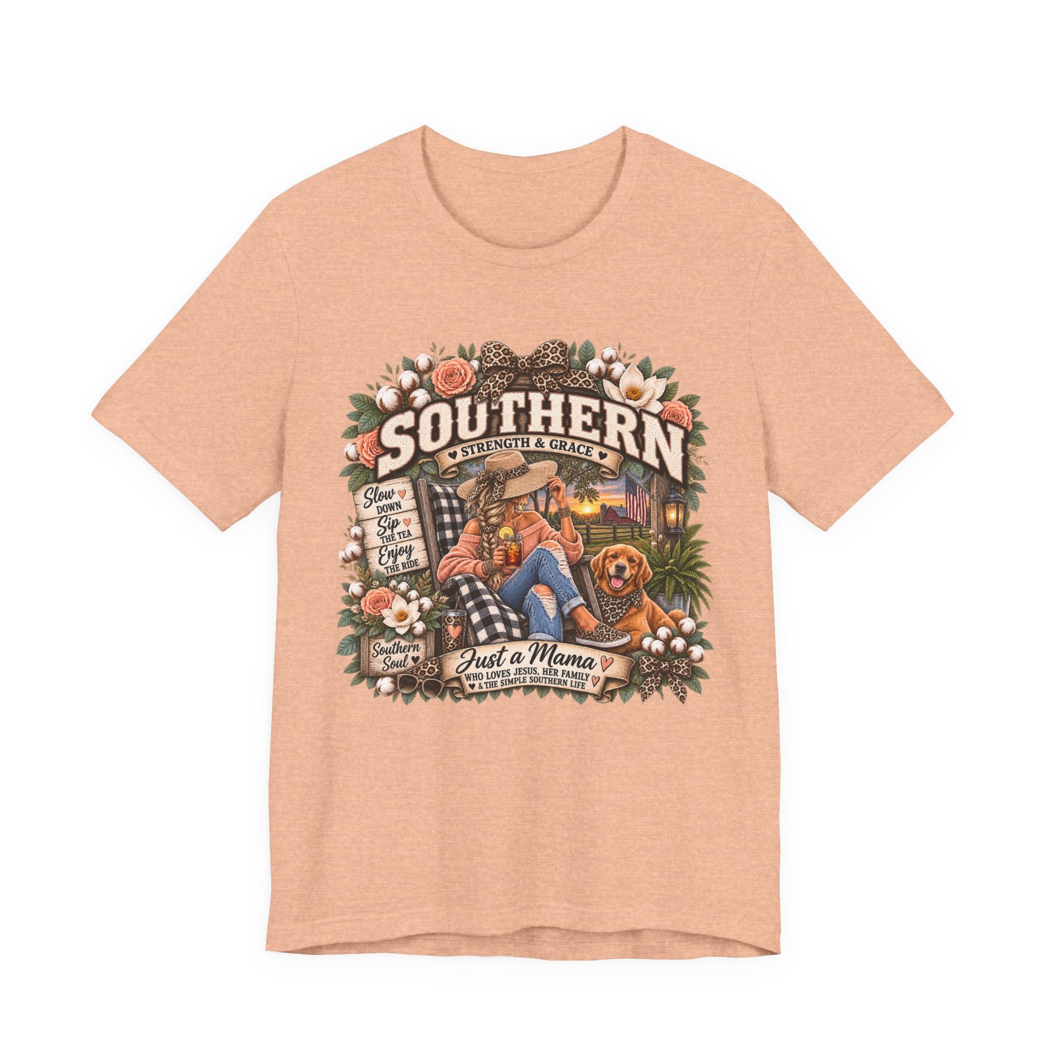 Southern Mama T-Shirt – "Southern Strength & Grace" Graphic Tee with Dog