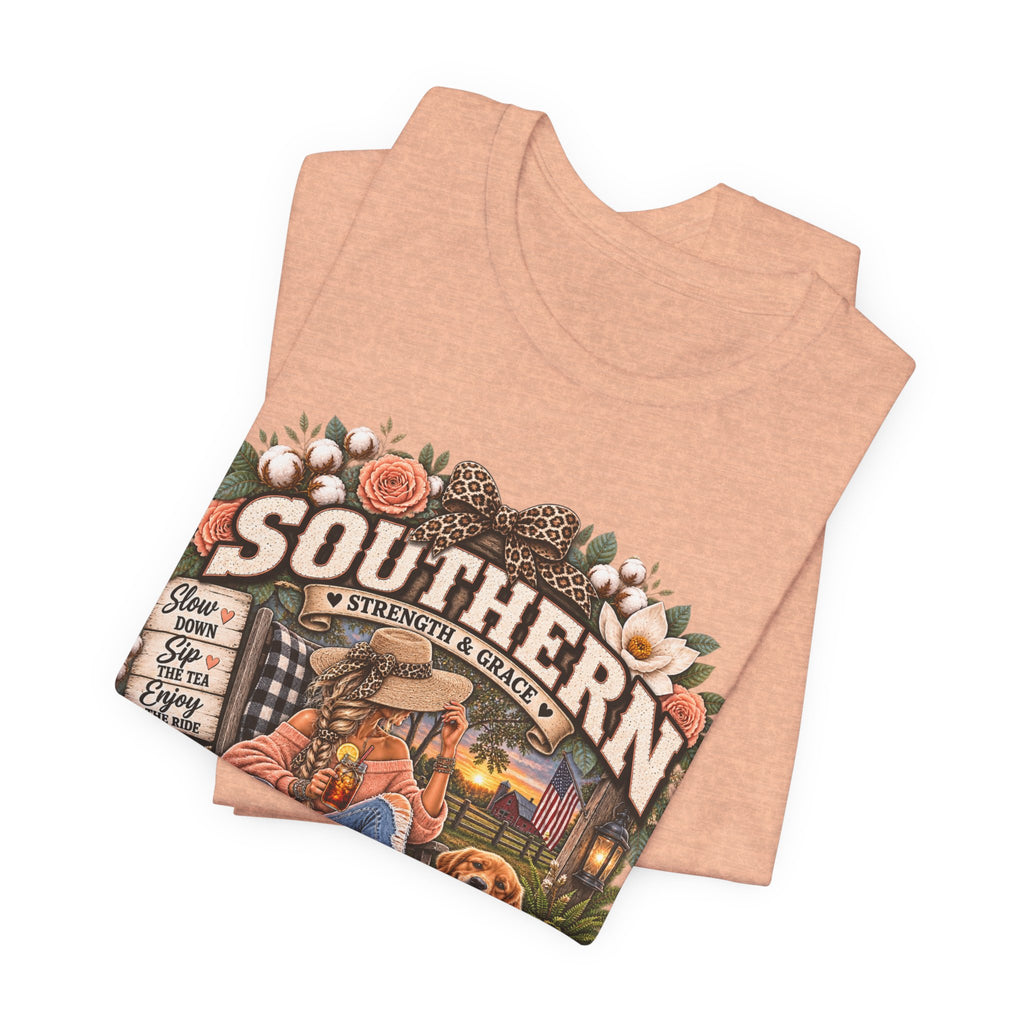 Southern Mama T-Shirt – "Southern Strength & Grace" Graphic Tee with Dog