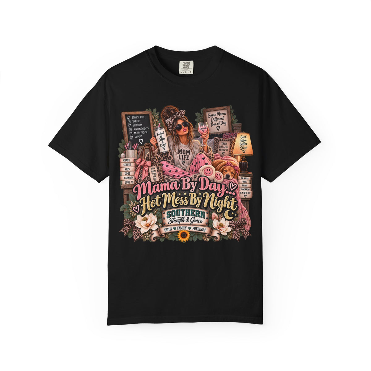 Mama By Day, Hot Mess By Night T-Shirt — Funny Mom Graphic Tee