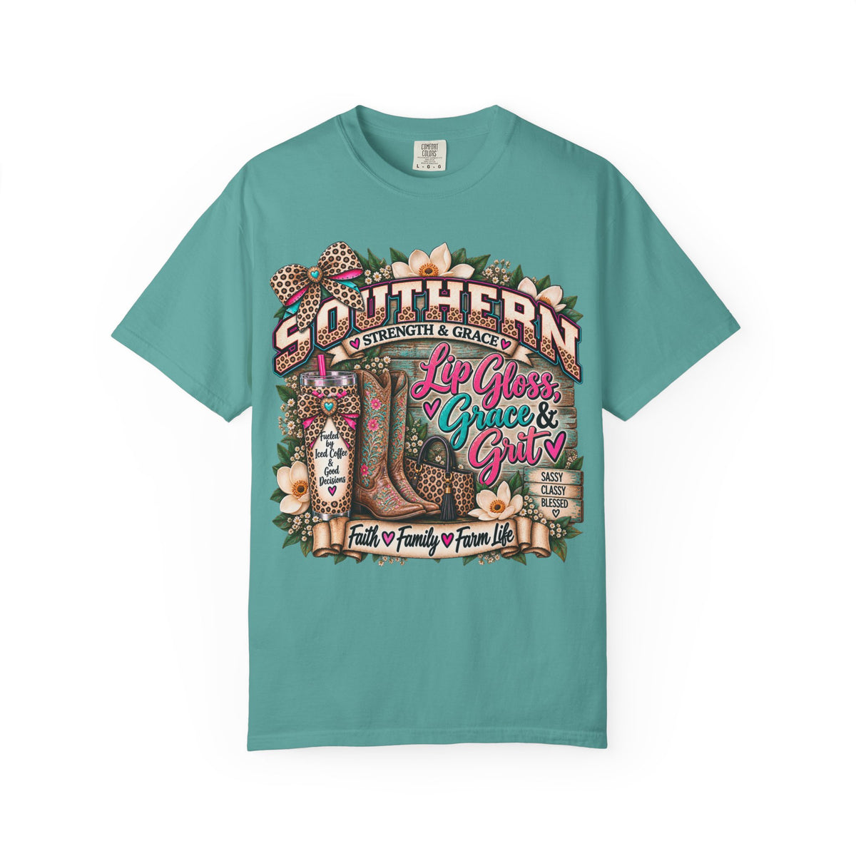 Southern Strength & Grace Tee – Lip Gloss, Grit & Faith Graphic Shirt
