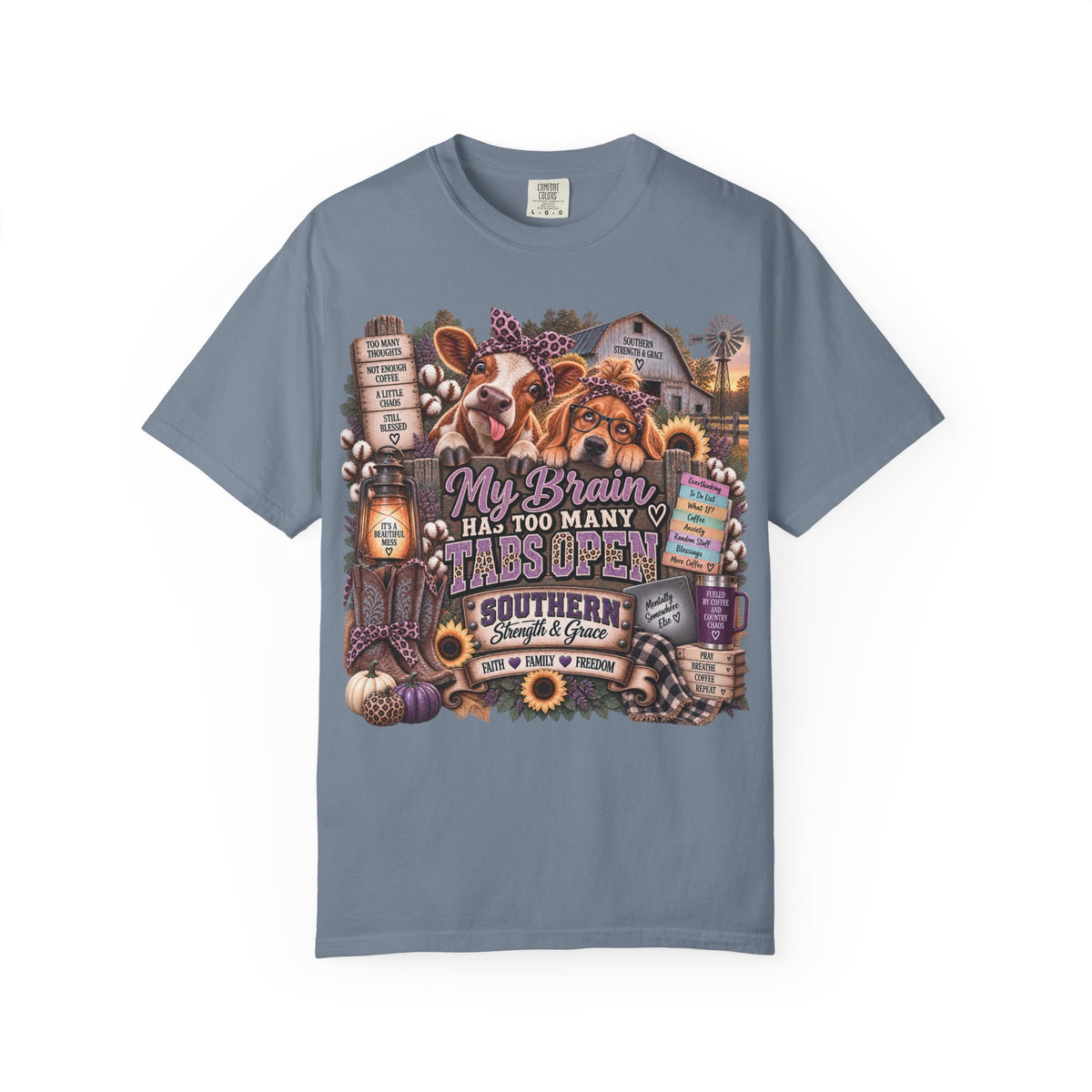 My Brain Has Too Many Tabs Open T-Shirt – Southern Coffee & Cozy Farmhouse Graphic Tee