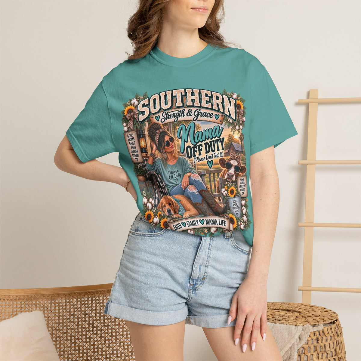 T-Shirt — "Southern Mama Off Duty" Vintage Floral Comfort Tee