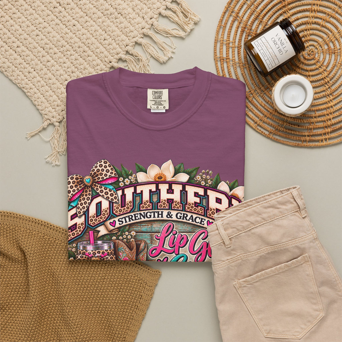 Southern Strength & Grace Tee – Lip Gloss, Grit & Faith Graphic Shirt
