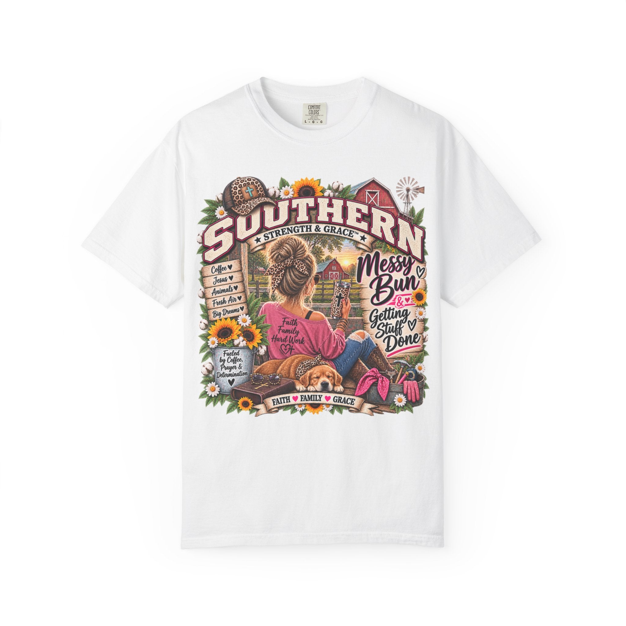 Southern Messy Bun T-Shirt — Strength & Grace Graphic Tee