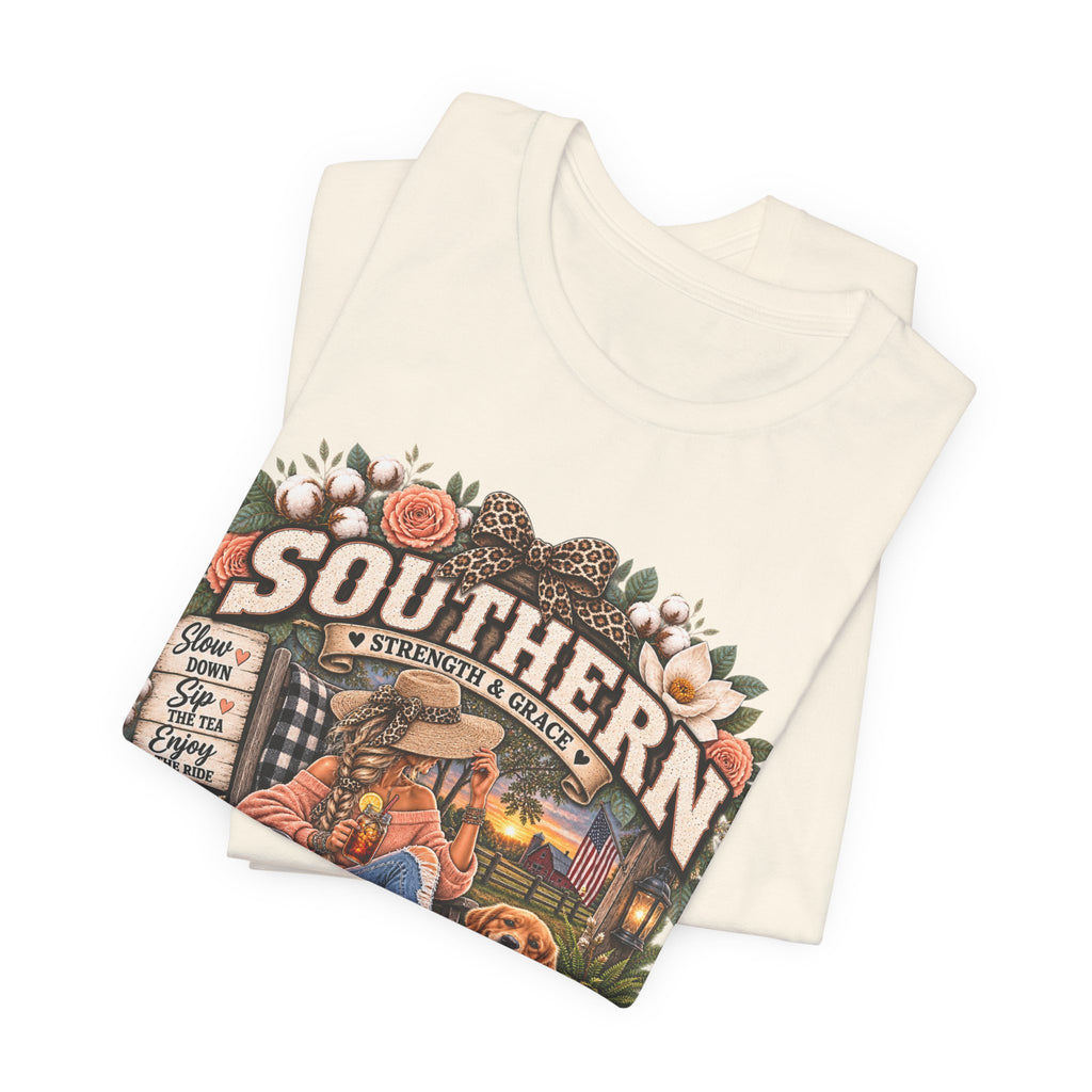Southern Mama T-Shirt – "Southern Strength & Grace" Graphic Tee with Dog