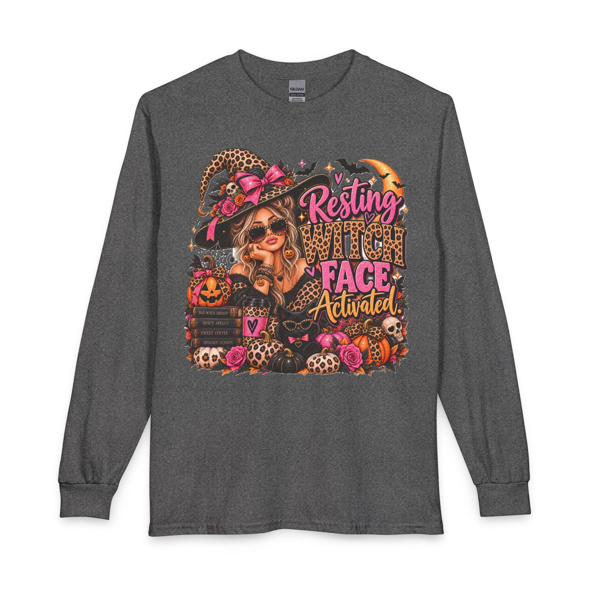 Resting Witch Face Activated | Glam Witch Halloween Long Sleeve Tee