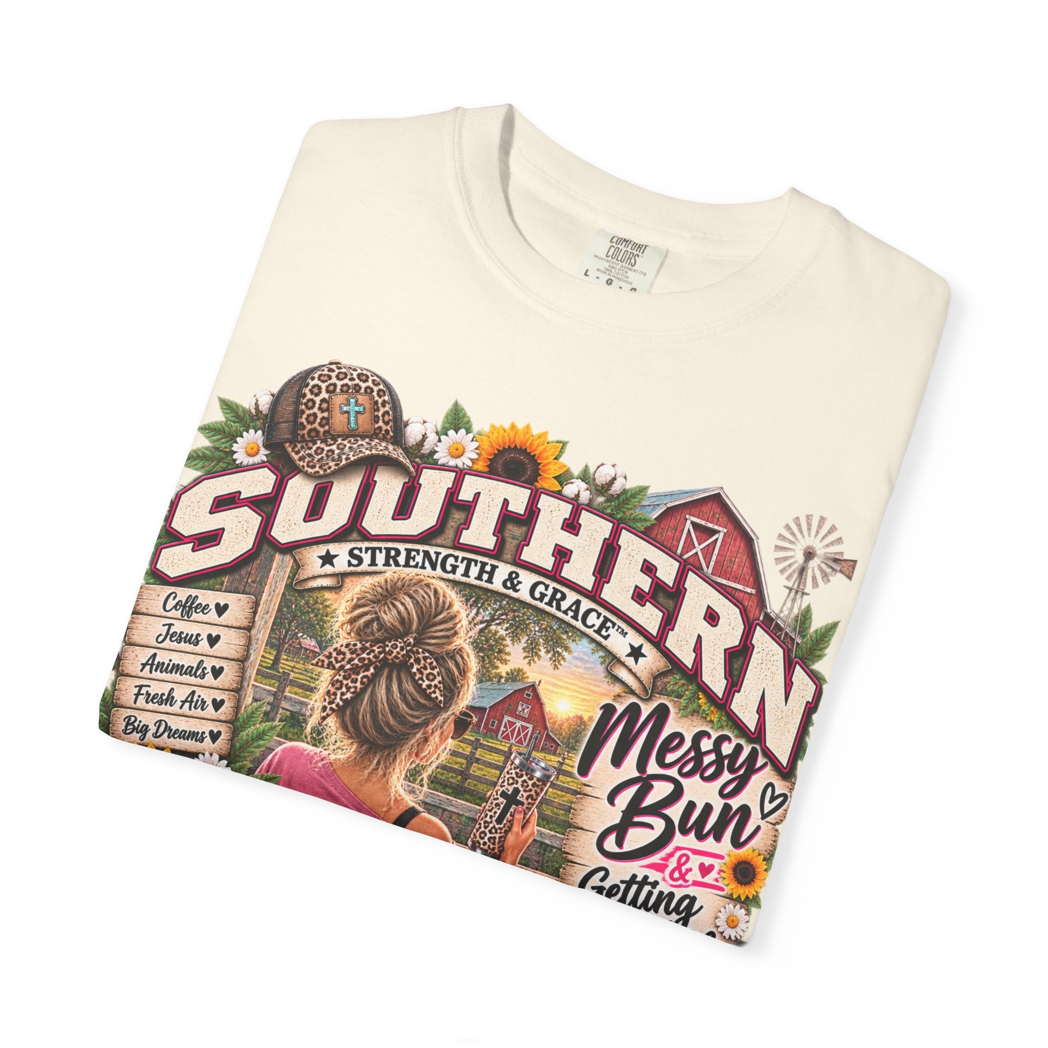 Southern Messy Bun T-Shirt — Strength & Grace Graphic Tee