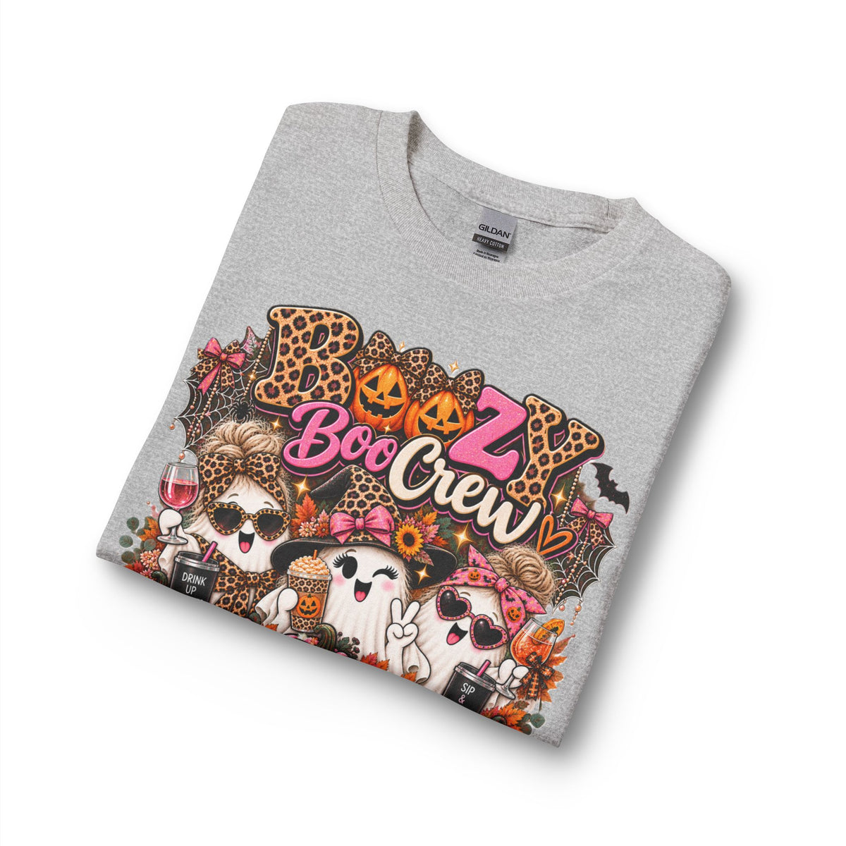 Boozy Boo Crew | Halloween Long Sleeve Tee | Sip & Spook Ghost Shirt