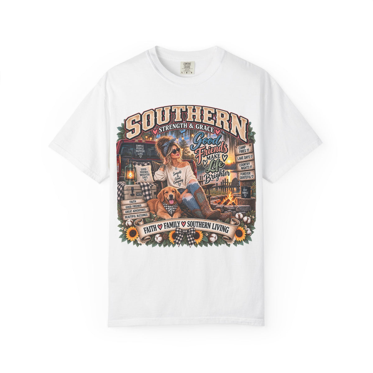 Southern Strength & Grace “Good Friends Make Life Brighter” Campfire Graphic Tee