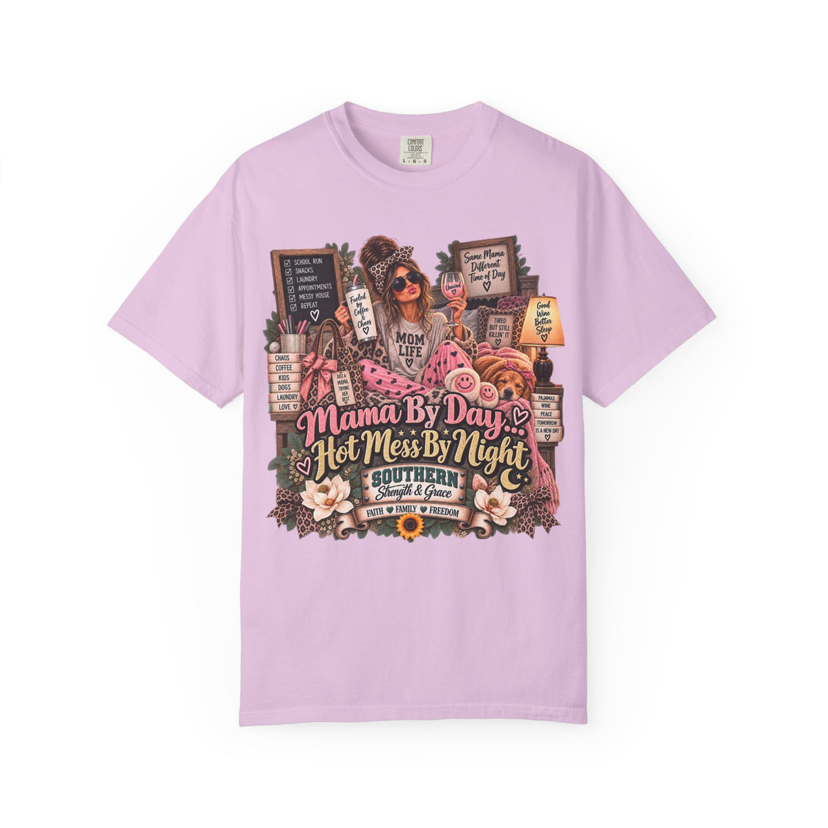 Mama By Day, Hot Mess By Night T-Shirt — Funny Mom Graphic Tee