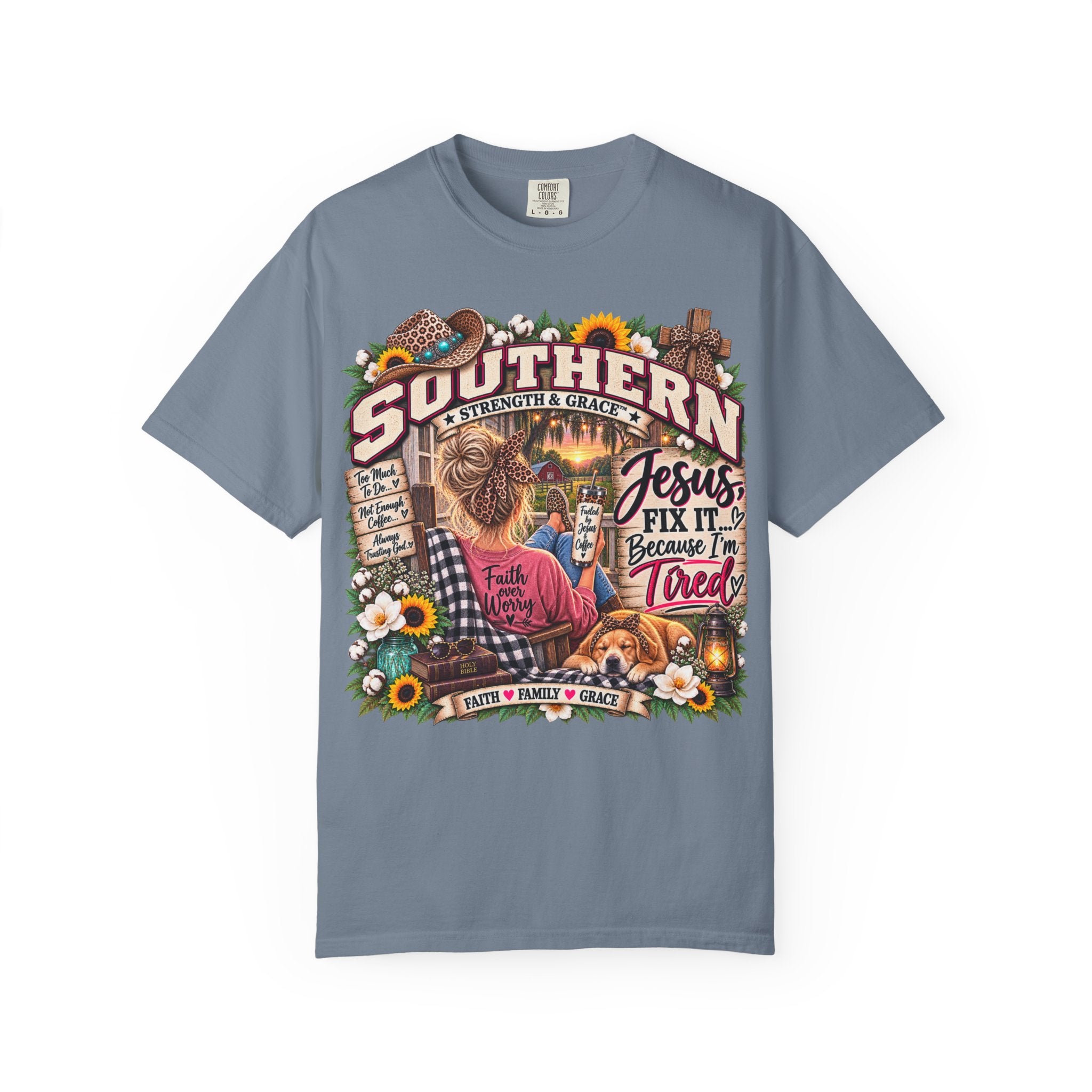 Southern Faith T-Shirt – “Jesus Fix It Because I Tried” Rustic Country Graphic Tee