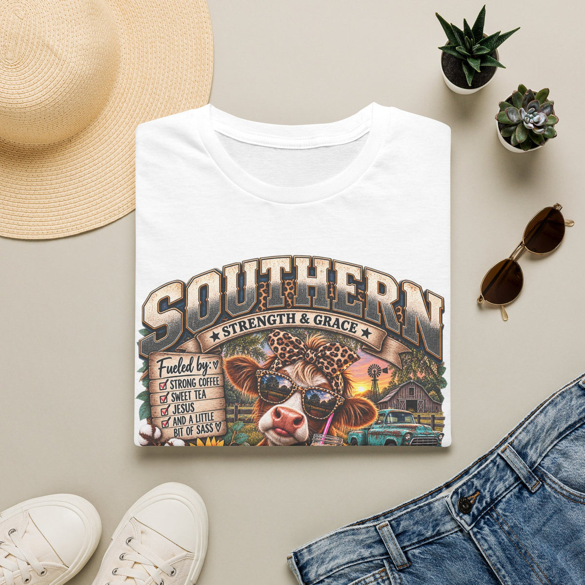 Southern Strength & Grace T-Shirt — Messy Bun, Dirty Boots