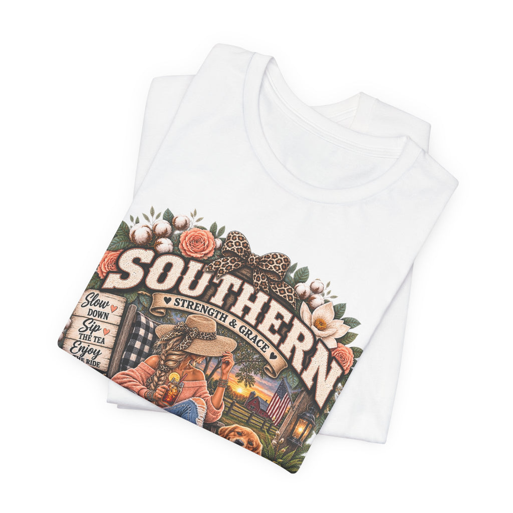 Southern Mama T-Shirt – "Southern Strength & Grace" Graphic Tee with Dog