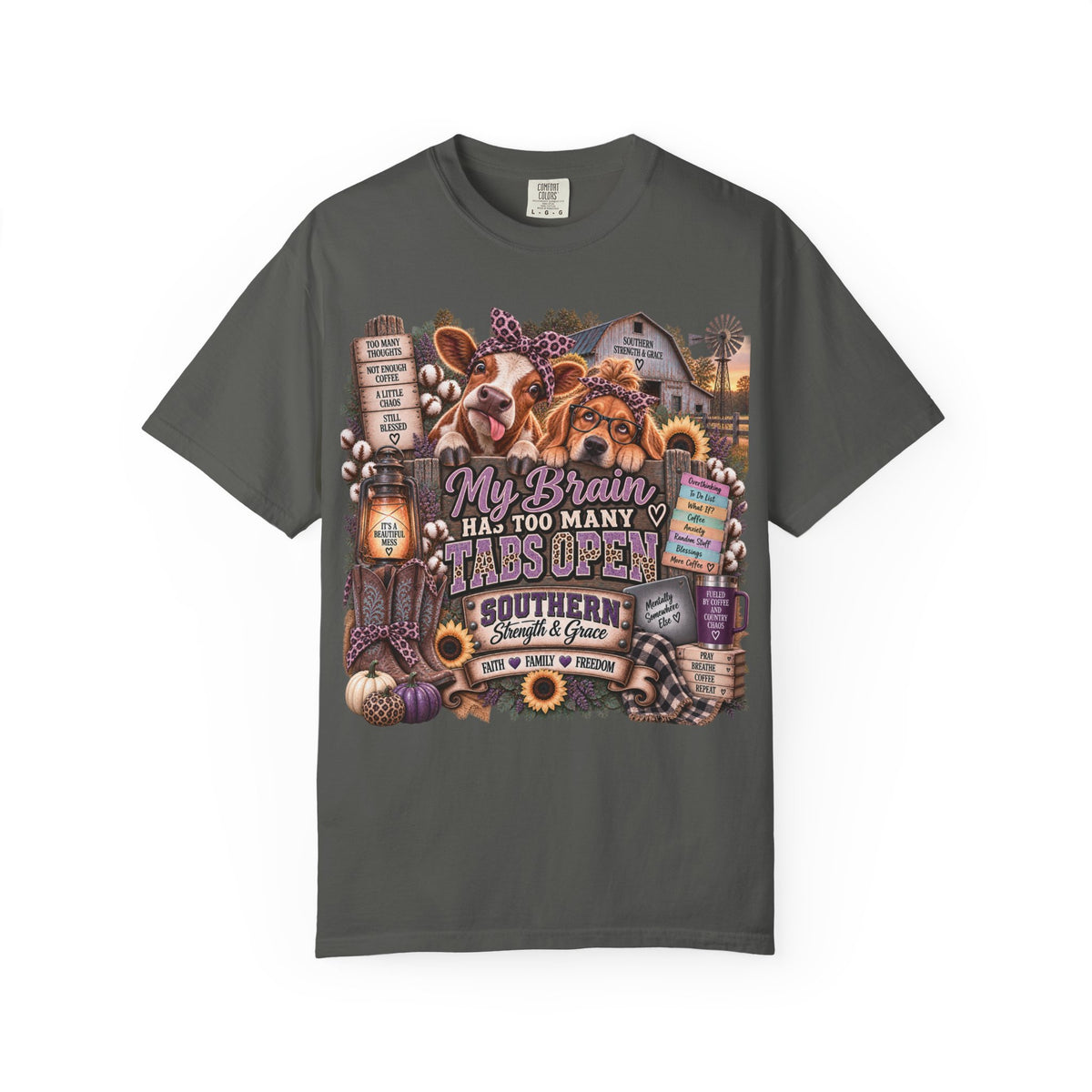My Brain Has Too Many Tabs Open T-Shirt – Southern Coffee & Cozy Farmhouse Graphic Tee