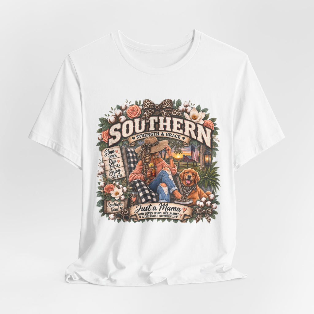 Southern Mama T-Shirt – "Southern Strength & Grace" Graphic Tee with Dog