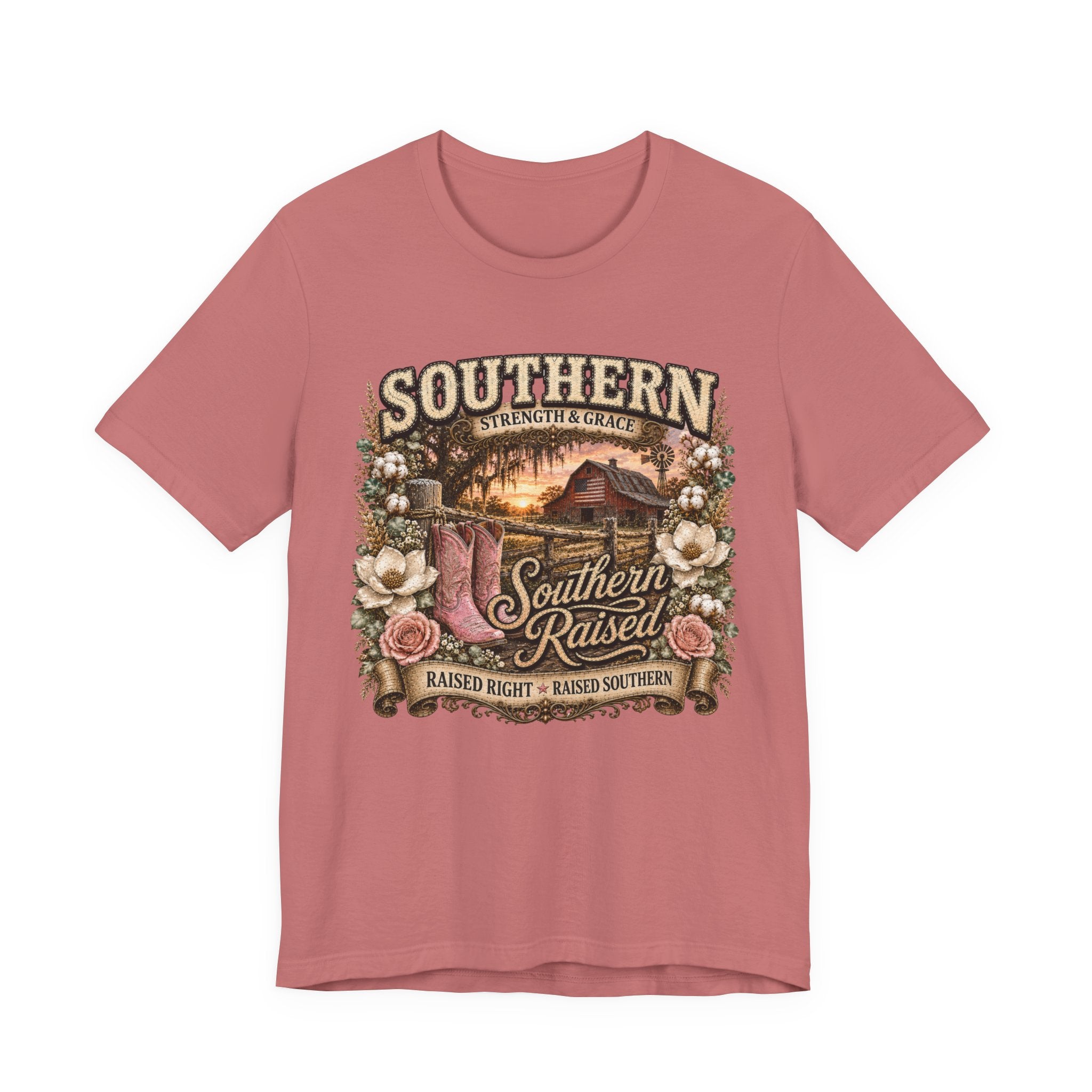 Southern Raised Tee - Vintage Country 'Southern Strength & Grace' Graphic T-Shirt