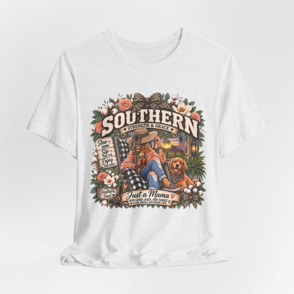 Southern Mama T-Shirt – "Southern Strength & Grace" Graphic Tee with Dog