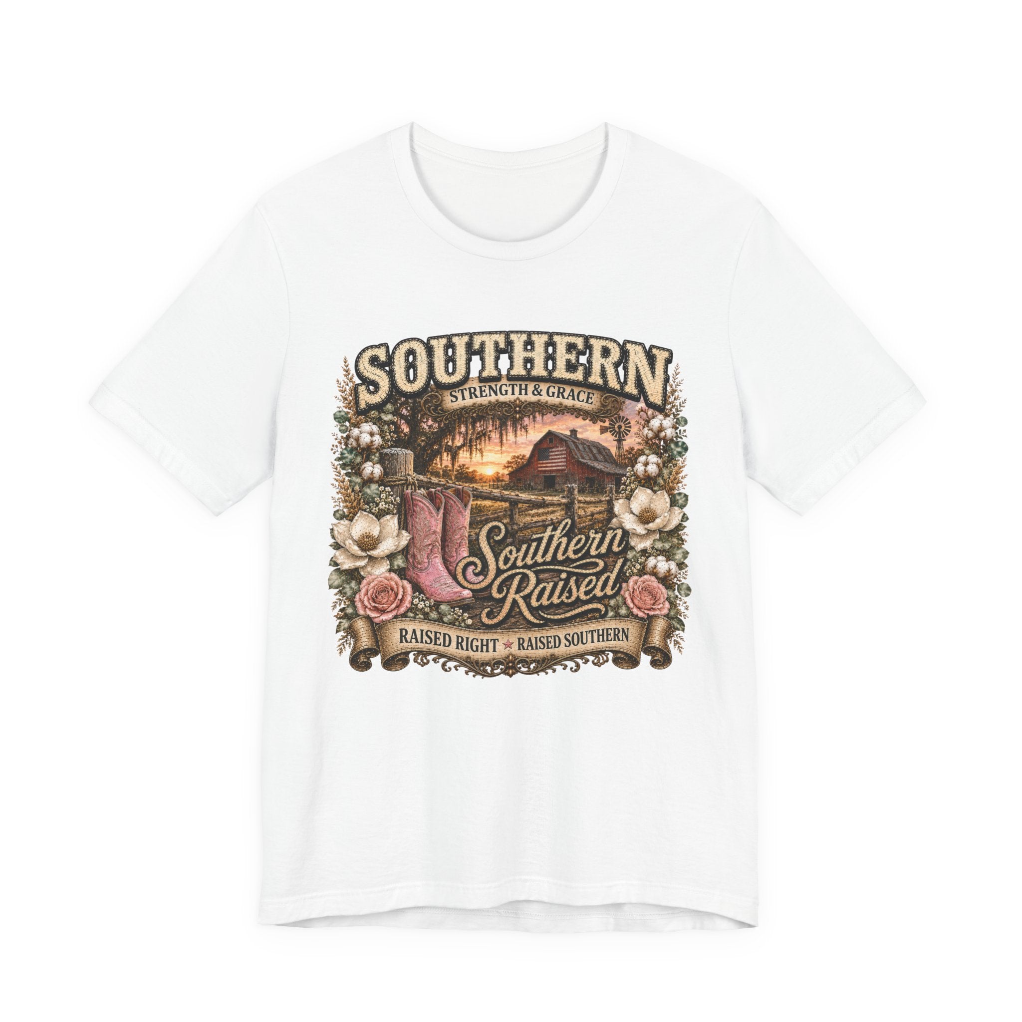 Southern Raised Tee - Vintage Country 'Southern Strength & Grace' Graphic T-Shirt