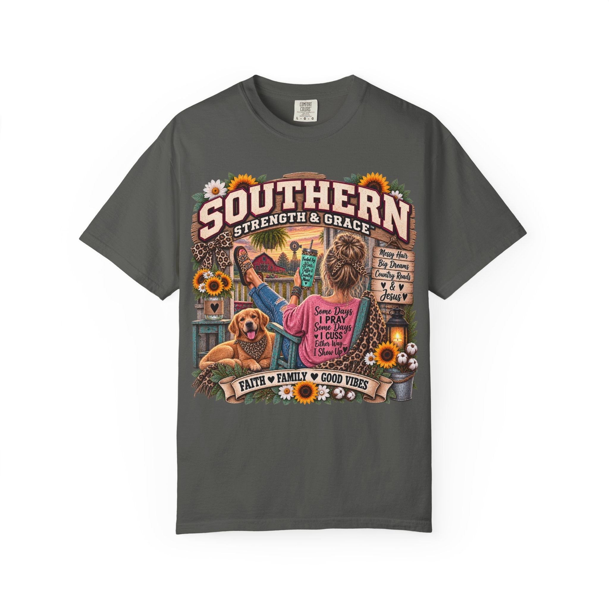 Southern Strength & Grace T-Shirt — Faith, Family & Good Vibes Design