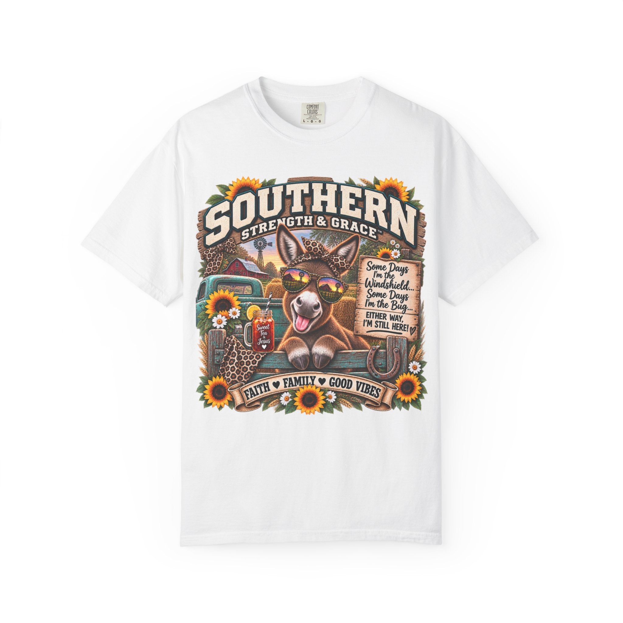 Southern Strength & Grace T-Shirt — Faith, Family & Good Vibes Graphic Tee