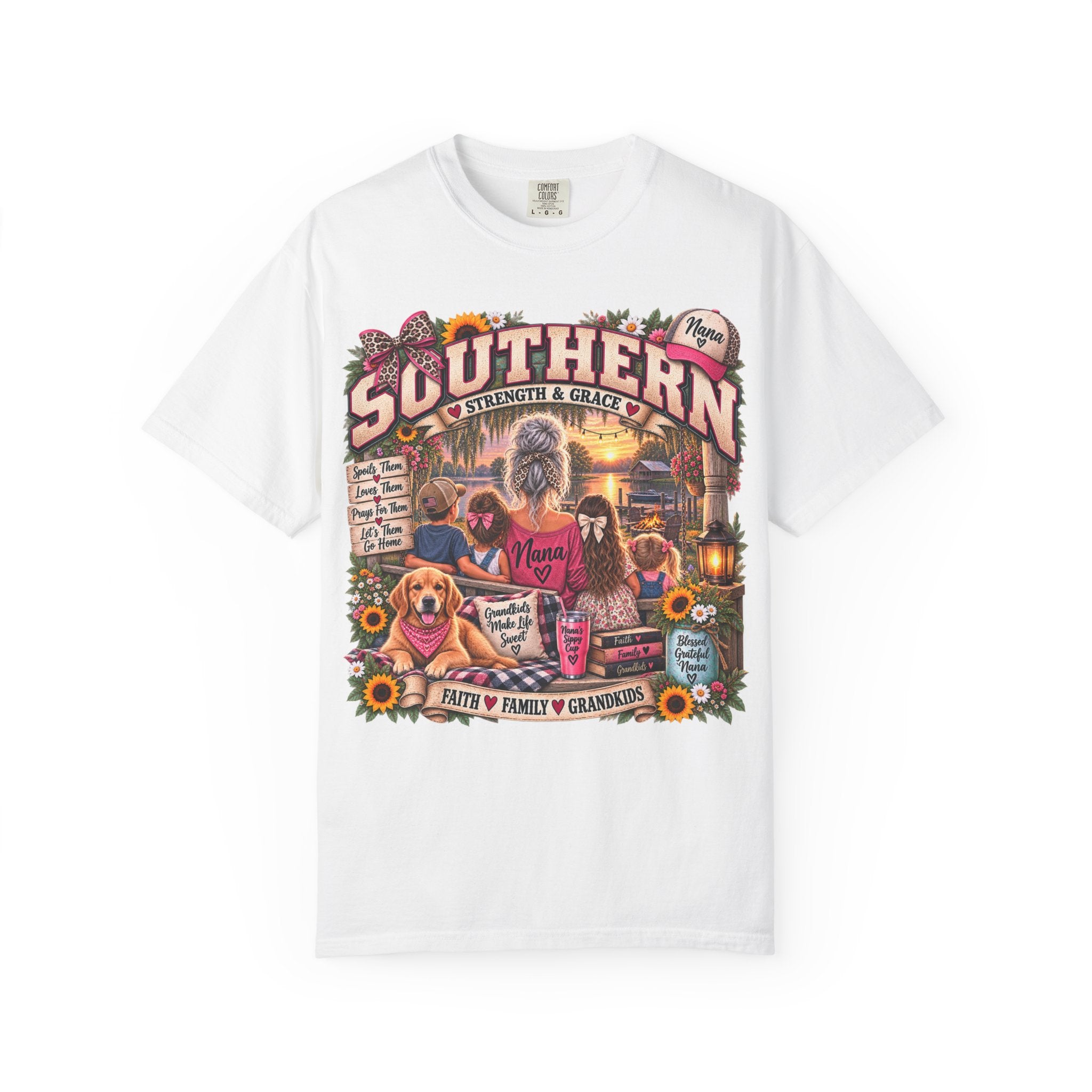 Southern Strength & Grace T-Shirt — Family, Faith & Nana Tribute Graphic Tee