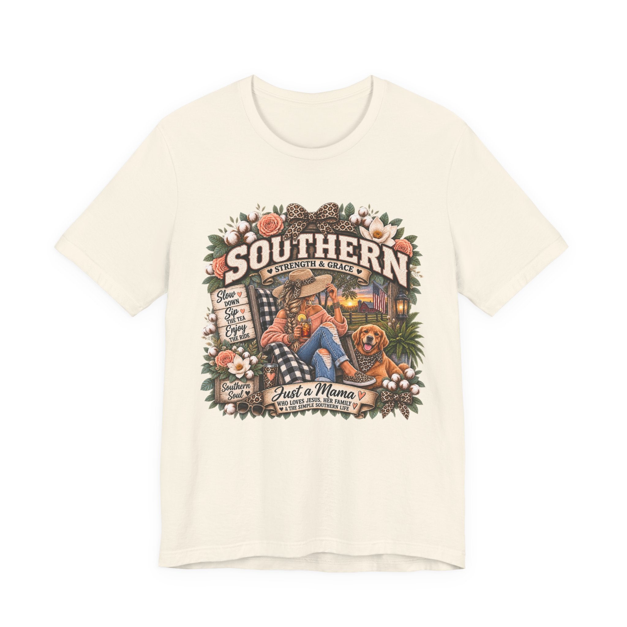 Southern Mama T-Shirt – "Southern Strength & Grace" Graphic Tee with Dog
