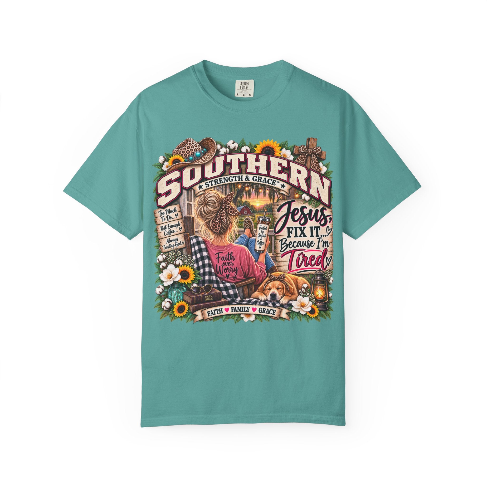 Southern Faith T-Shirt – “Jesus Fix It Because I Tried” Rustic Country Graphic Tee