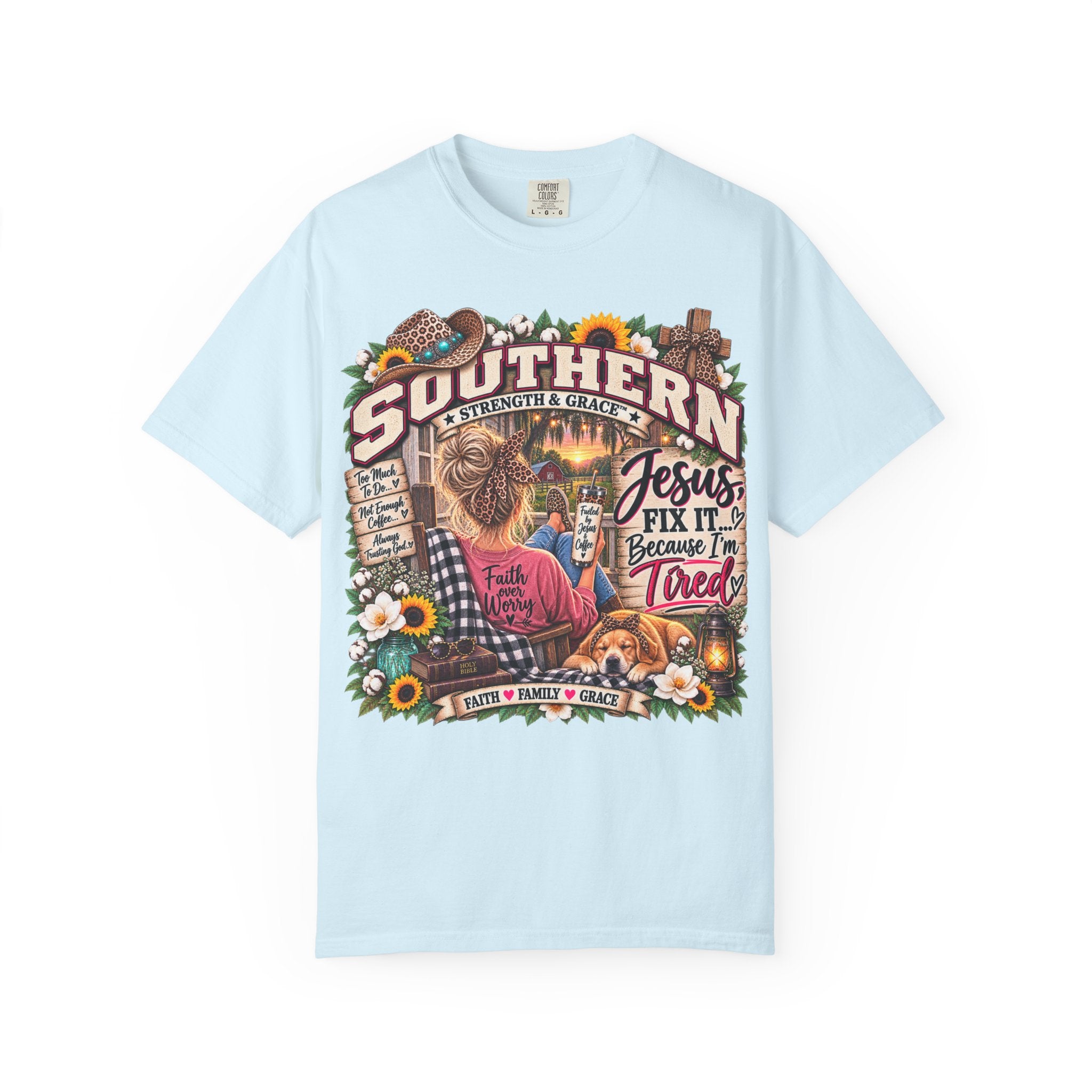 Southern Faith T-Shirt – “Jesus Fix It Because I Tried” Rustic Country Graphic Tee